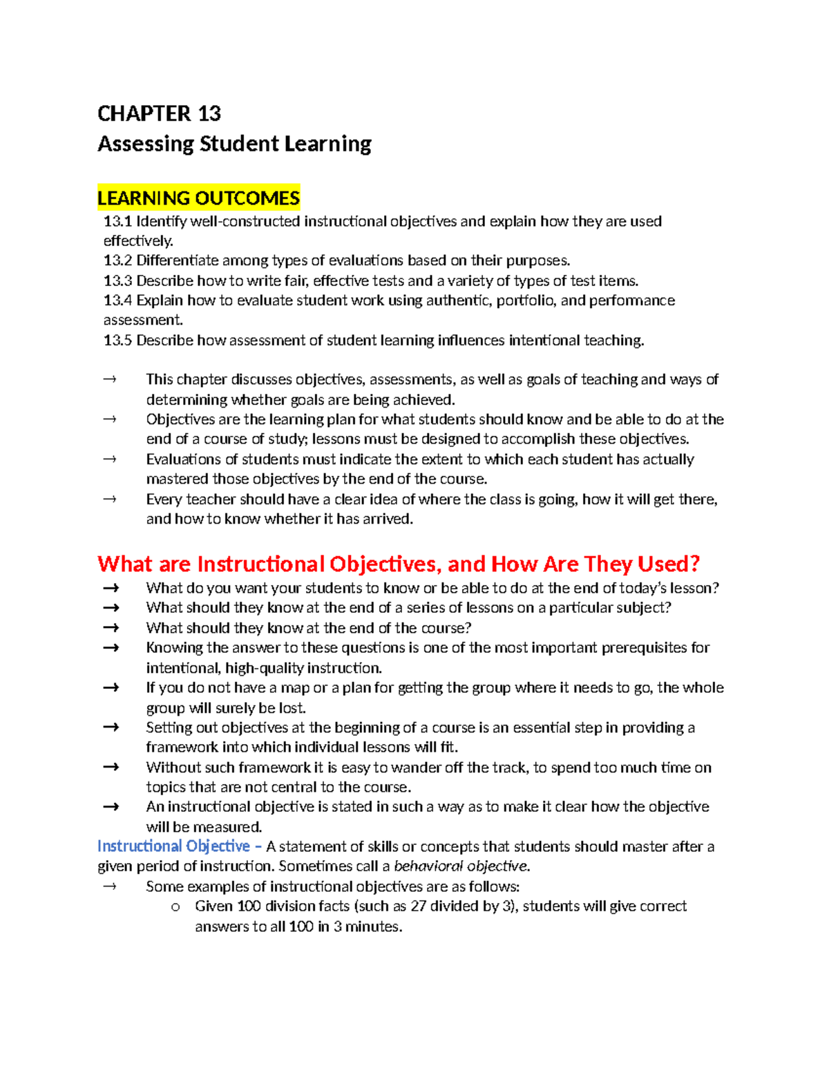 Chapter 13: Effective Assessment Strategies for Student Learning - Studocu