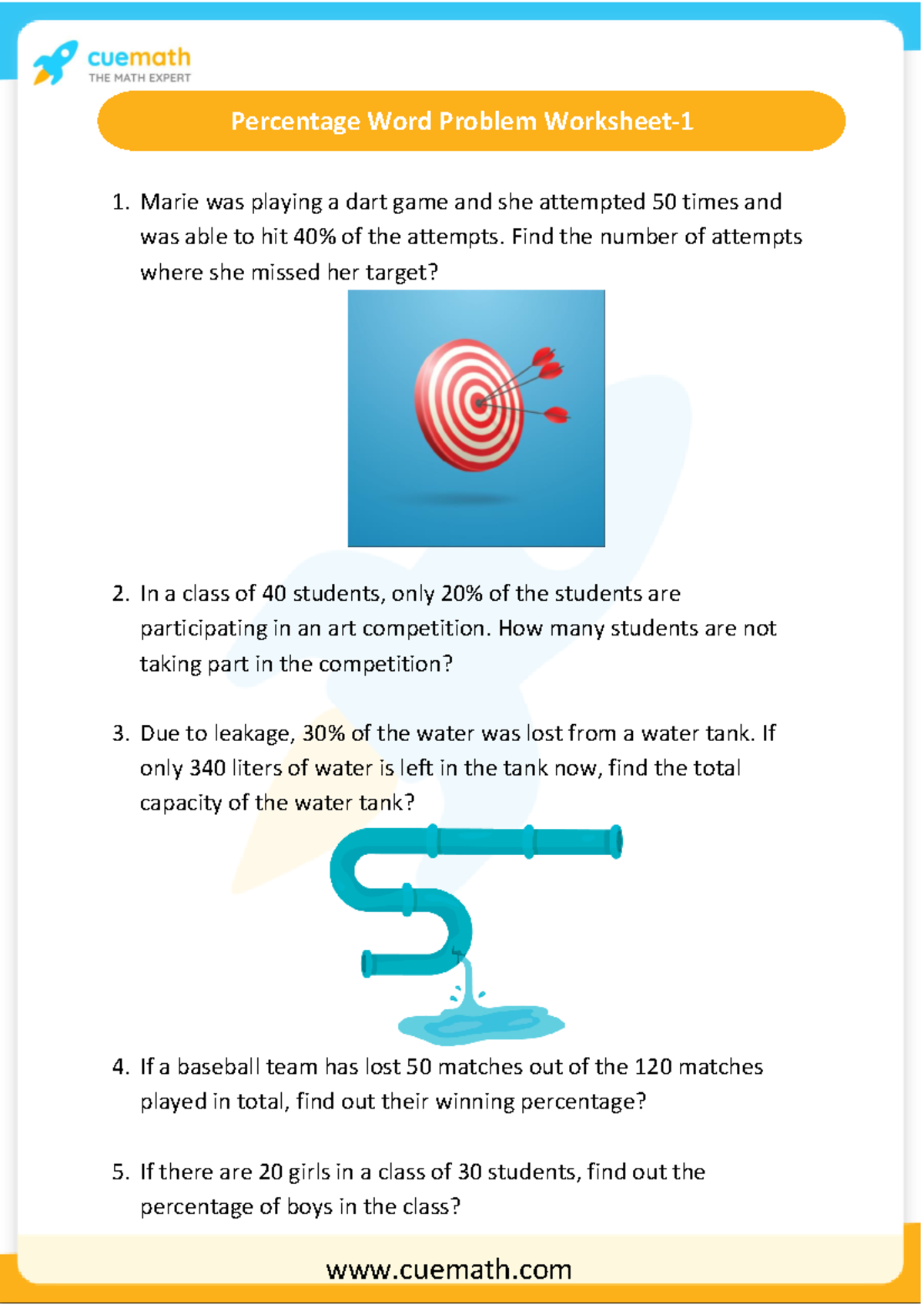 Percentage Word Problem Worksheet 1: Practice Exercises and Solutions ...