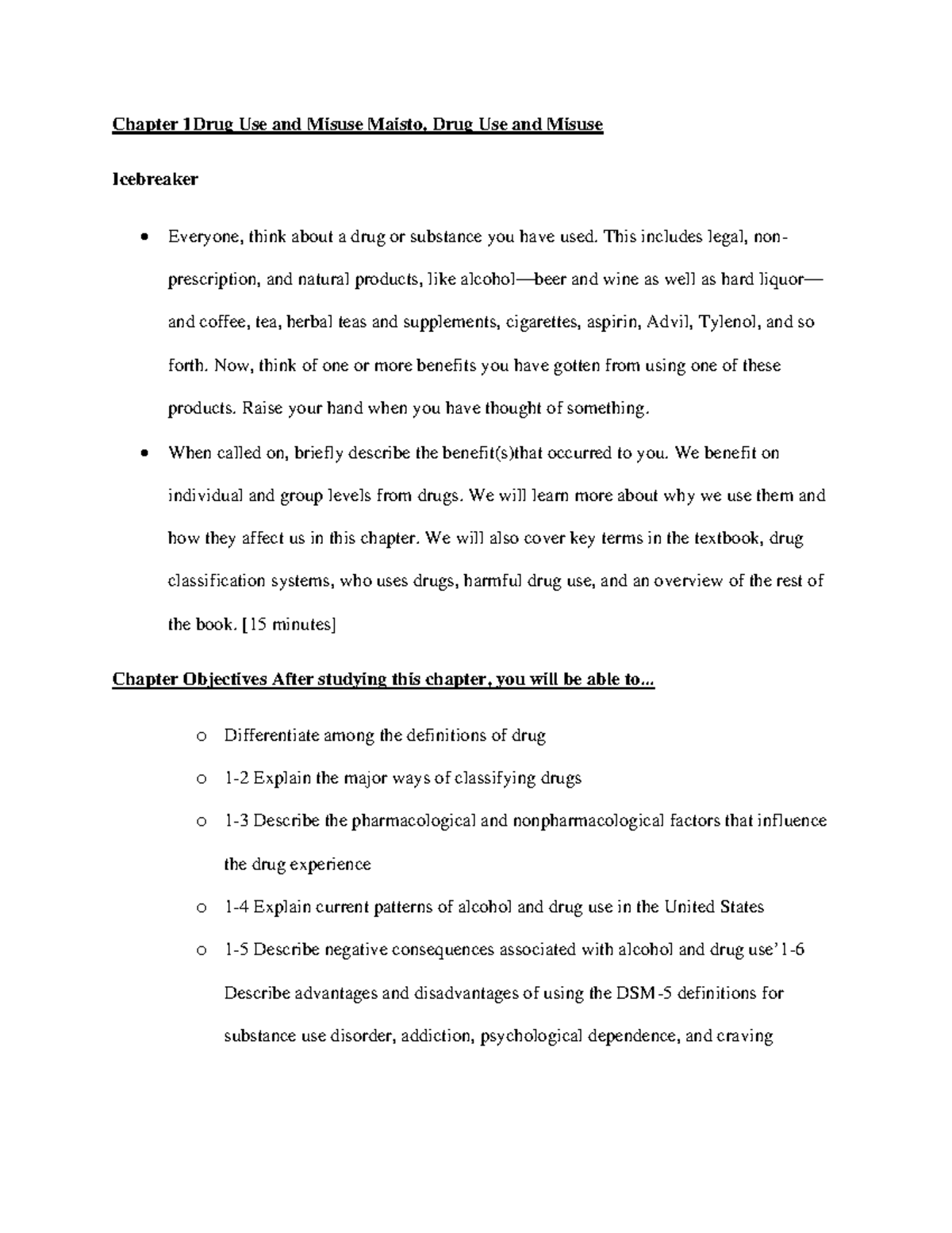 LEC 1 - Chapter 1 Overview: Drug Use and Misuse Insights - Studocu