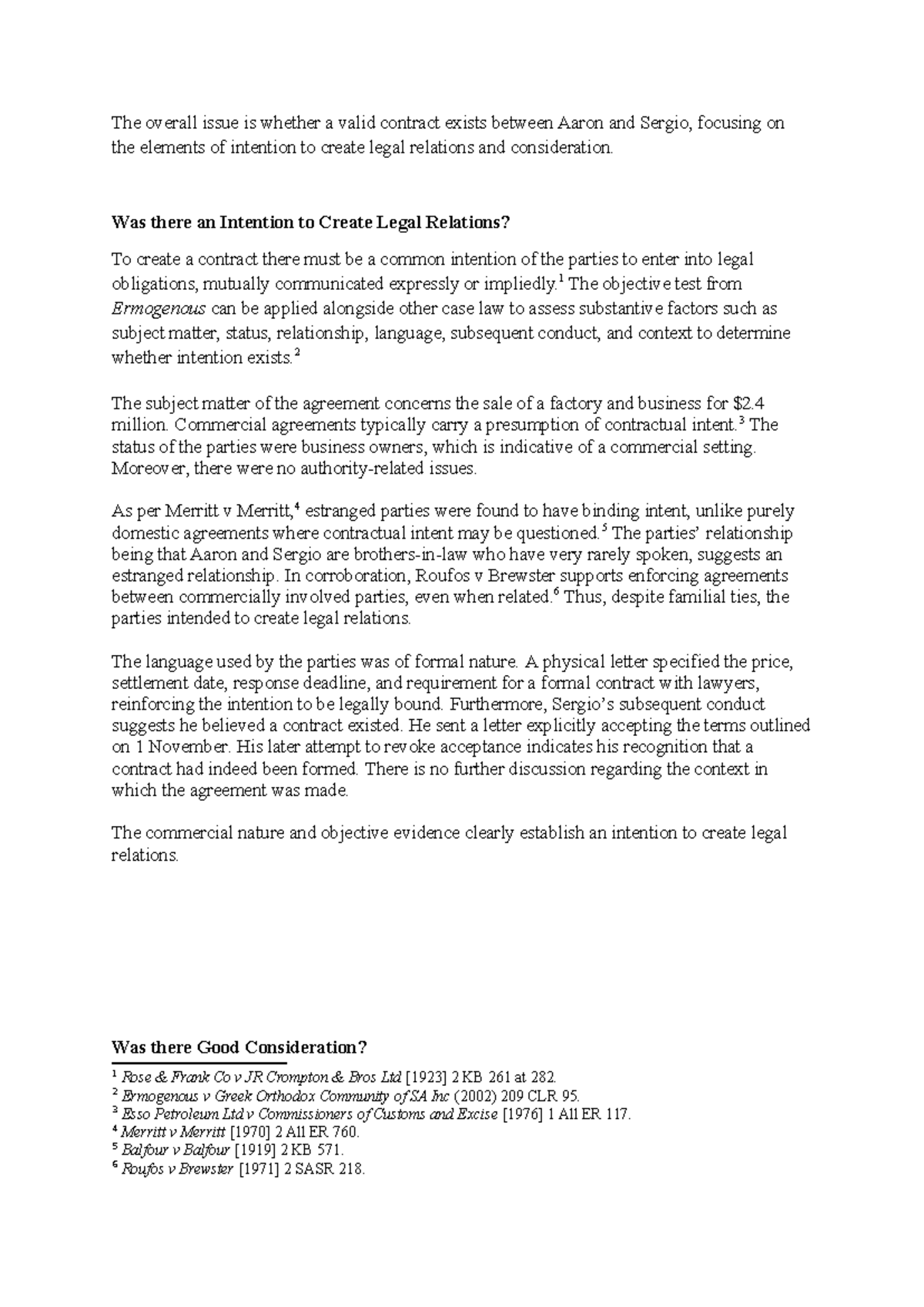 LLB202 Task A – Analysis of Intent and Consideration in Contracts - Studocu