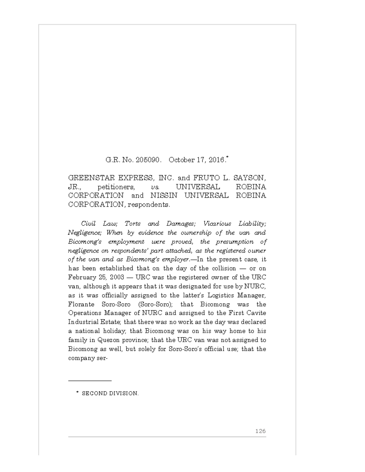 G.R. No. 205090: Greenstar Express, Inc. vs. Universal Robina Corp ...