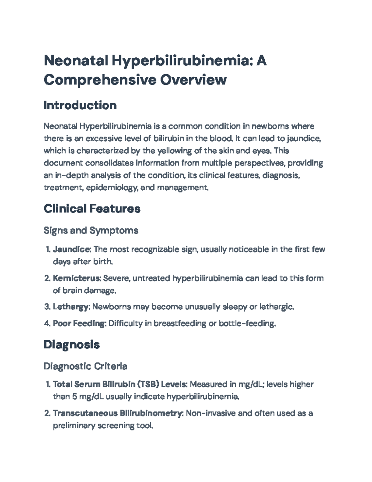 Neonatal Hyperbilirubinemia Overview: Clinical Features and Management ...