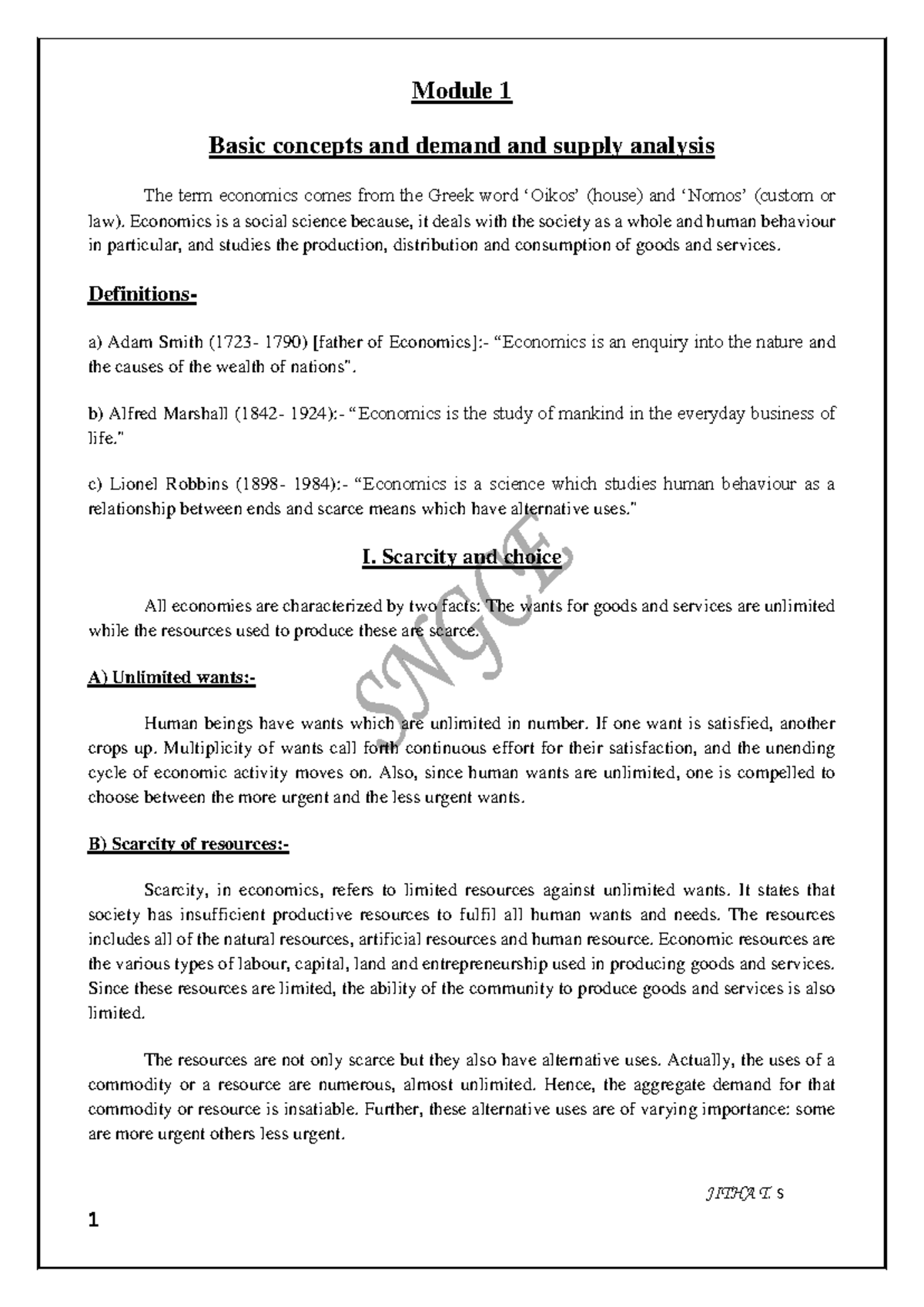 IEFT Module 1 - Lecture notes - JITHA T. S Module 1 Basic concepts and ...