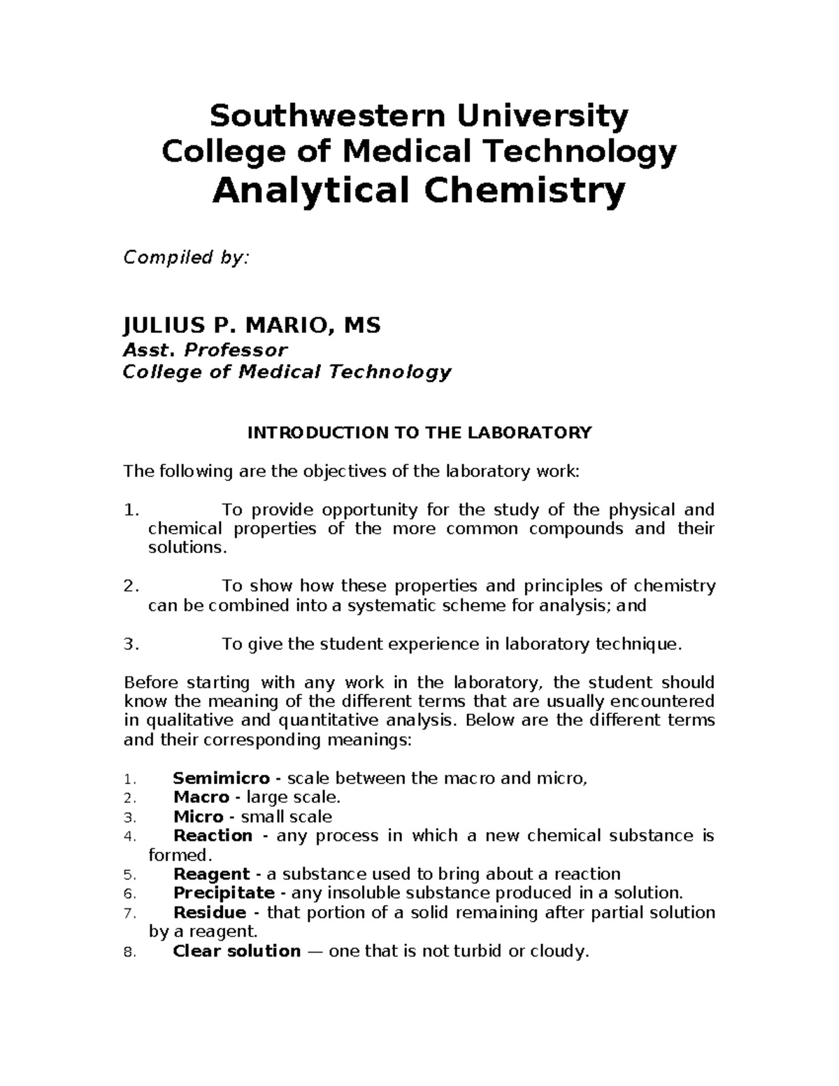 Analytical Chemistry Lab Techniques: A Comprehensive Guide (MCT 101 ...