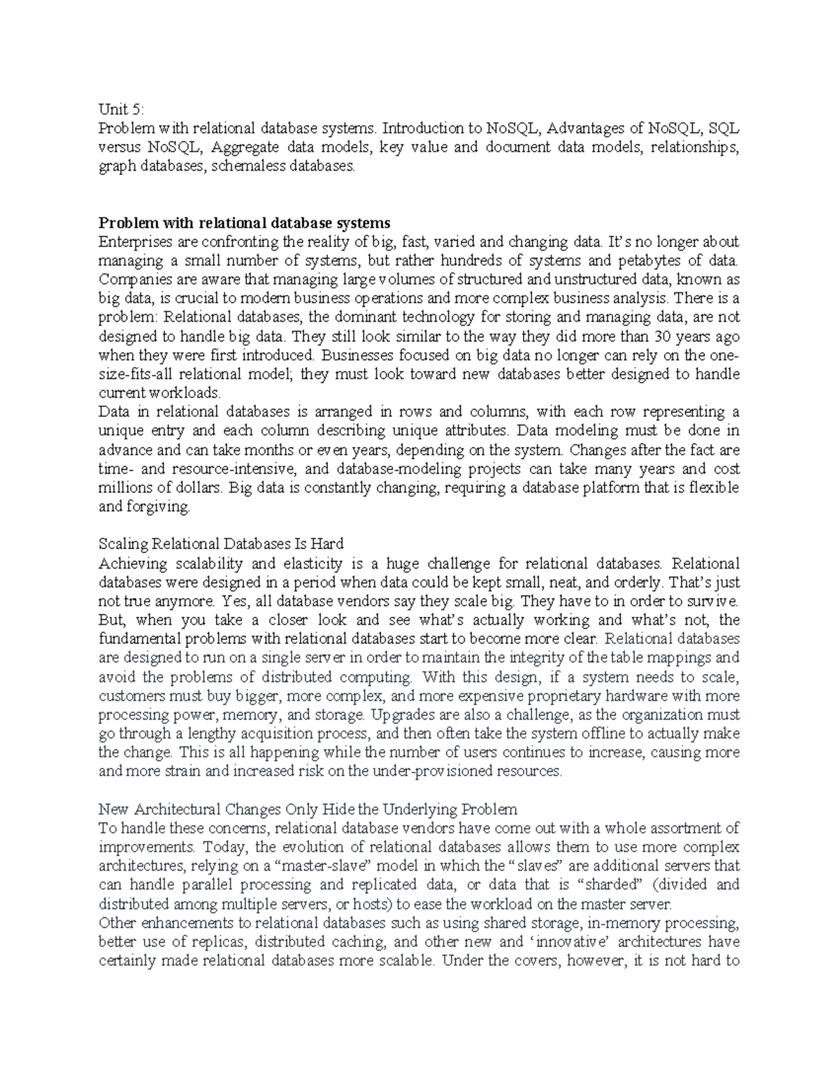 Big Data Technologies Unit 5 New Syllabus Handout - Unit 5: Problem ...
