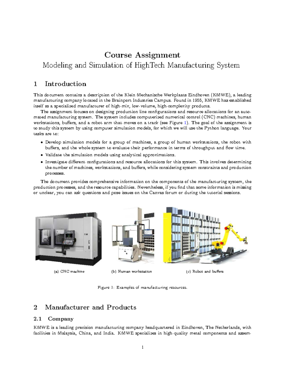 1CV50 Assignment: Modeling & Simulation of High-Tech Manufacturing ...