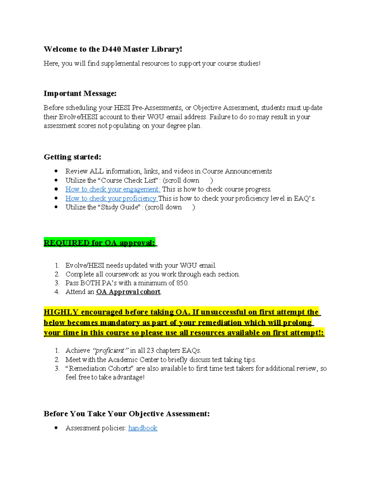 D440 Master Library: Essential Resources for Assessments & Study - Studocu