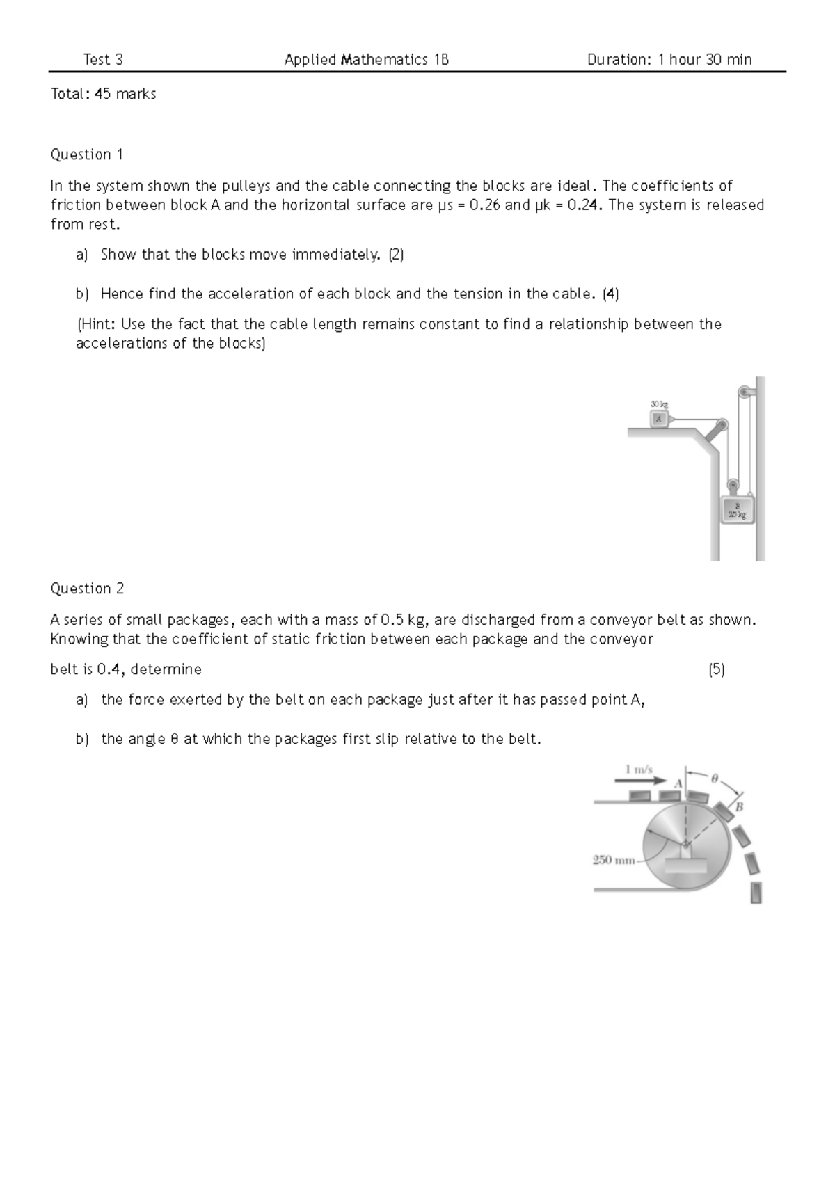 Test 3 - Applied Mathematics 1B Practice Questions - Studocu