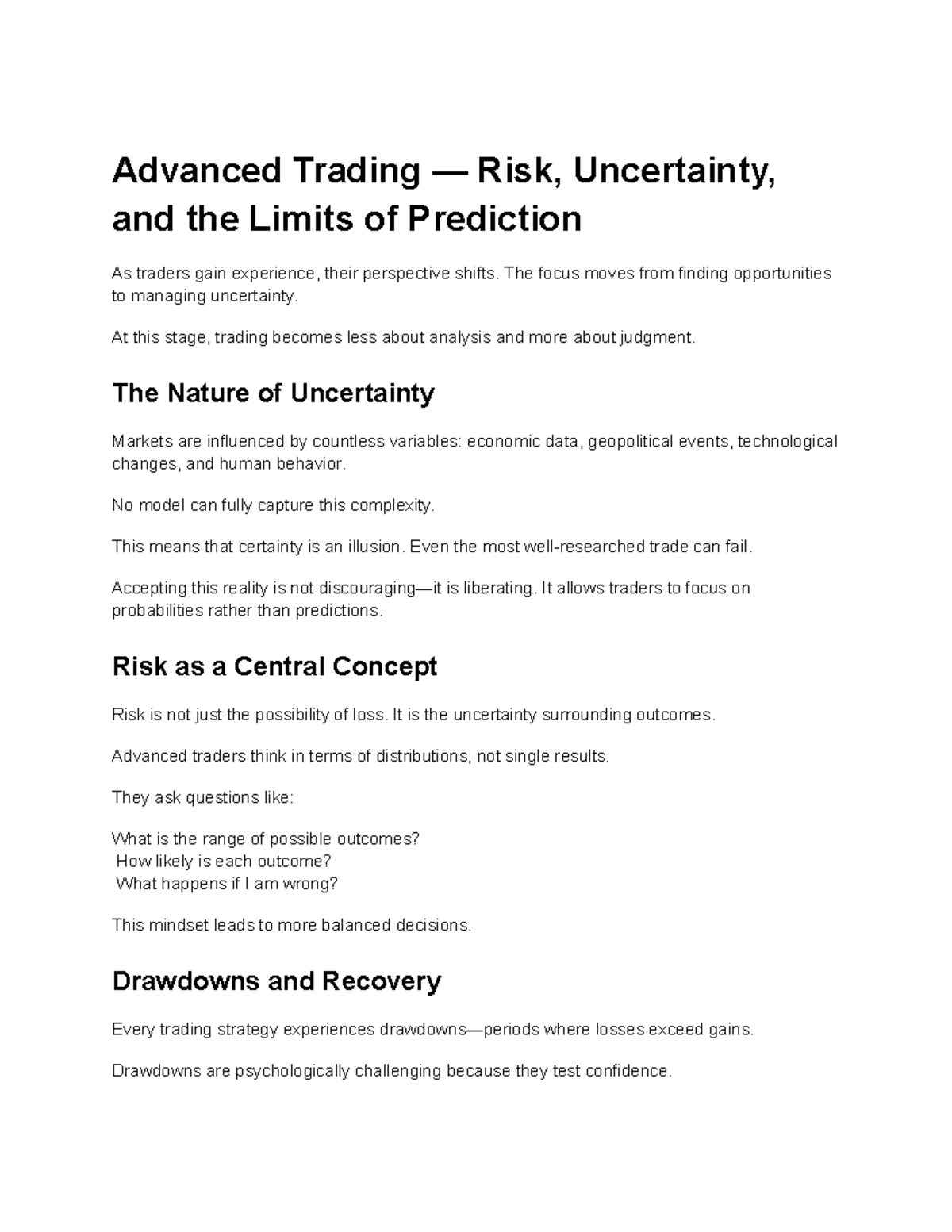 Advanced Trading (FIN 301) — Risk, Uncertainty, and Prediction Limits ...