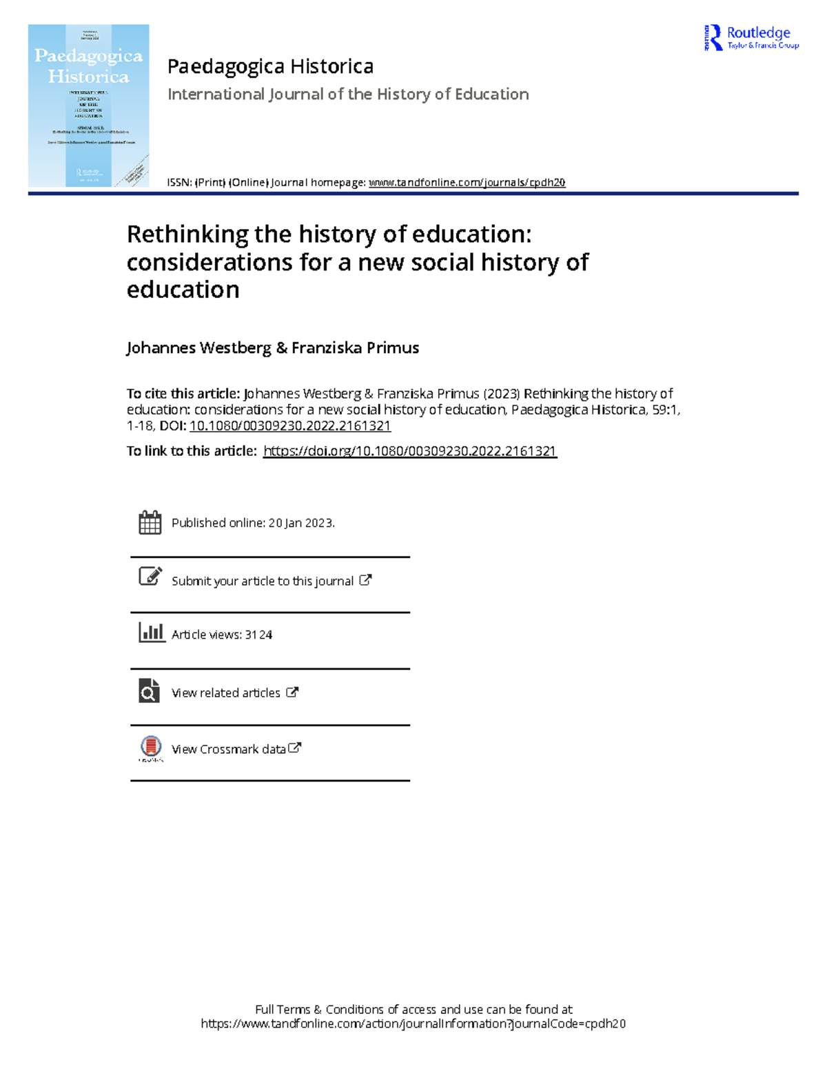 Rethinking Social History in Education: Challenges and Perspectives ...