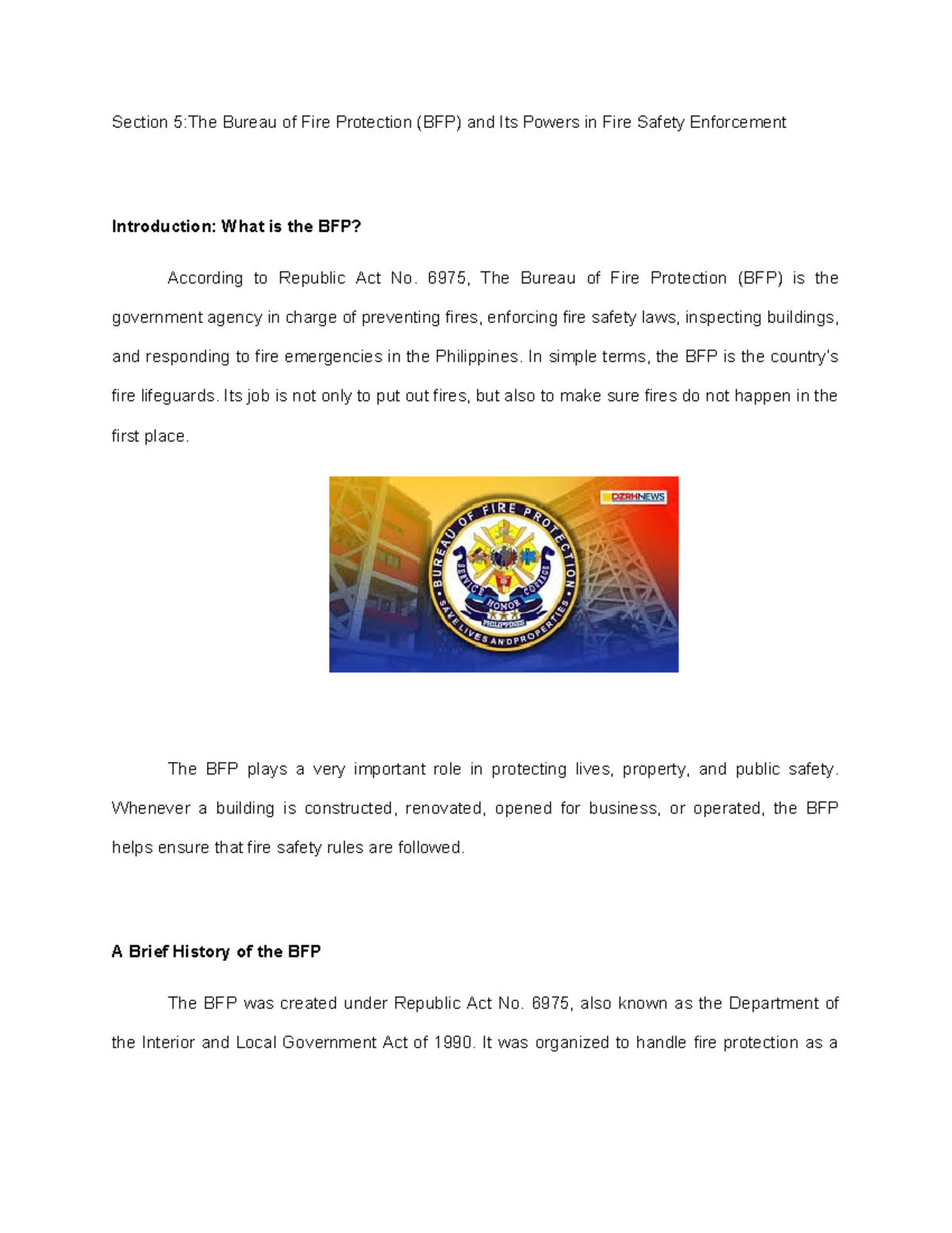 BFP Fire Safety Enforcement: Powers, Responsibilities & Inspections (RA ...