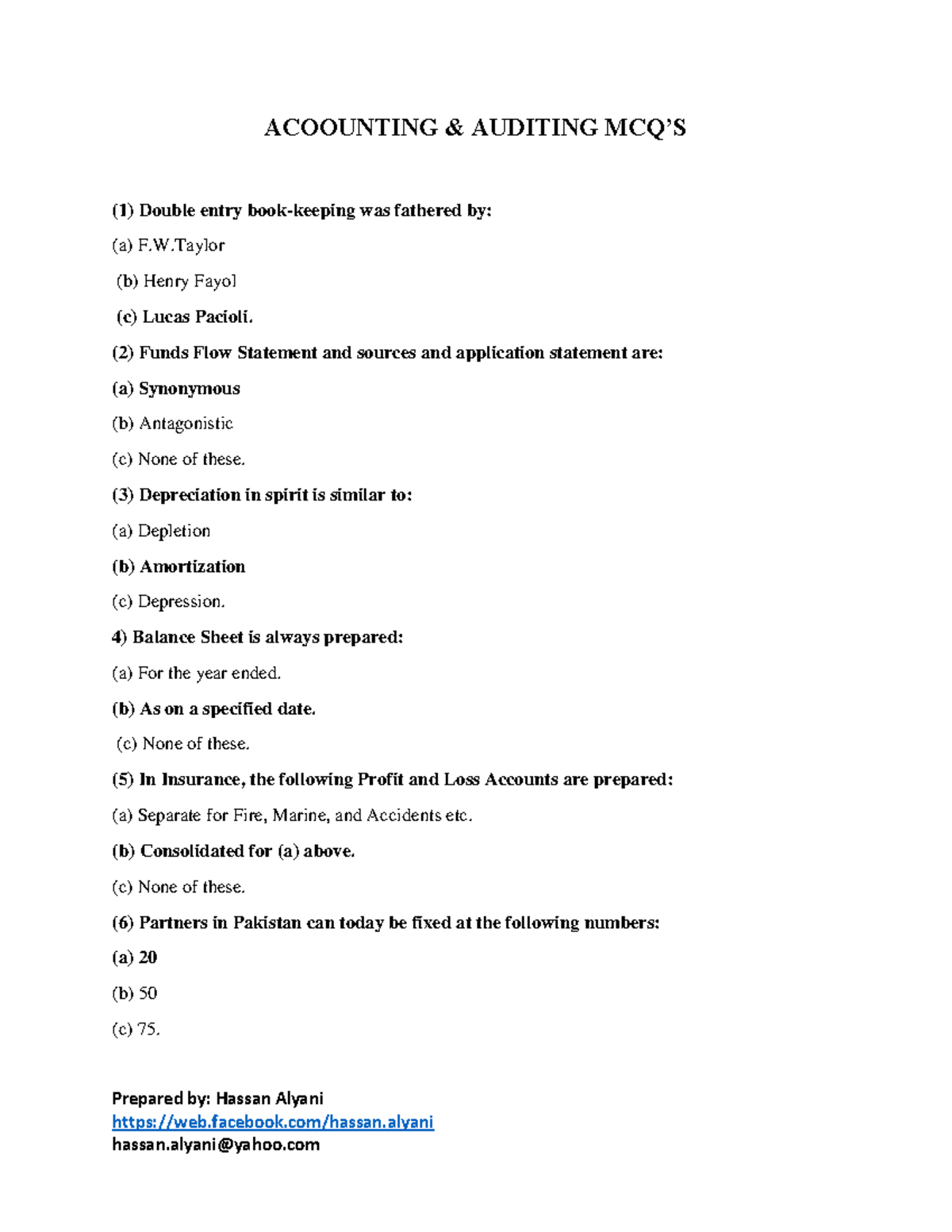 Auditing Final Exam MCQs Summary - Course Code: ACC-101 - Studocu