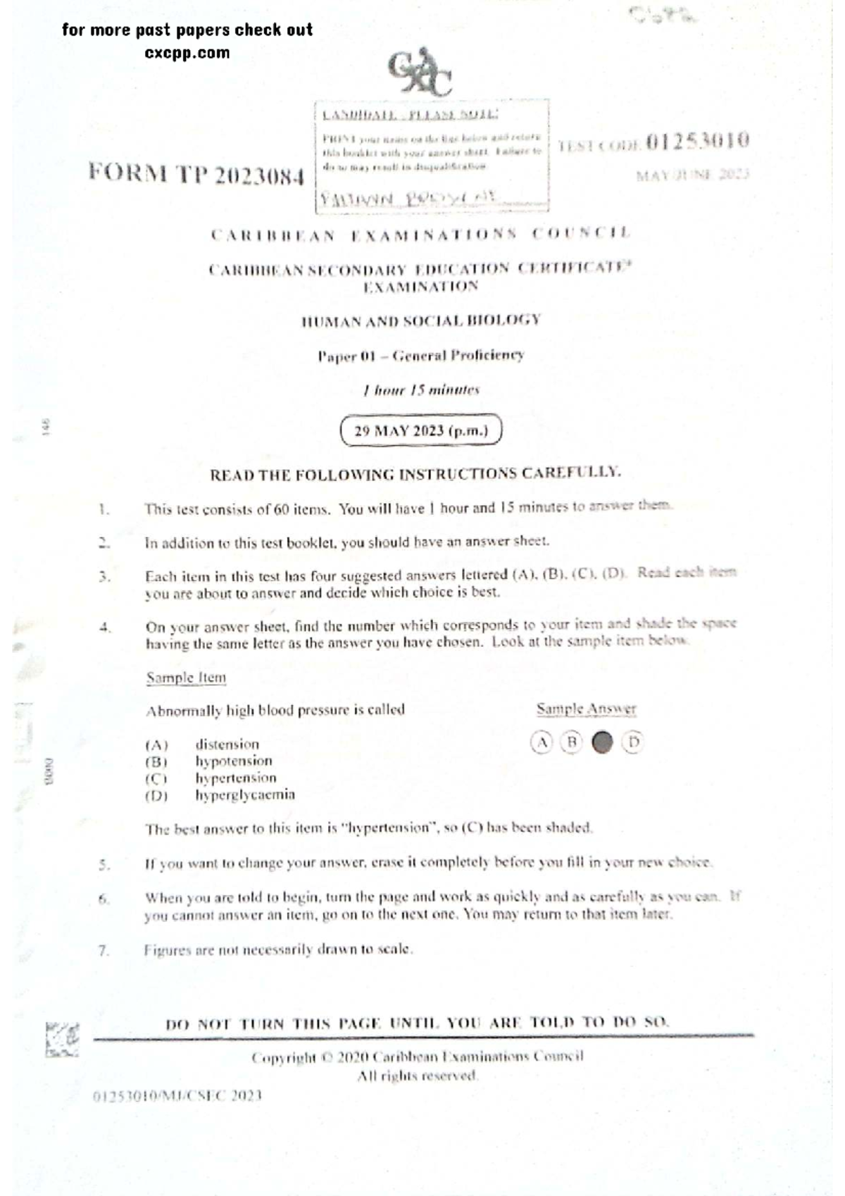 HSB 2023 Paper 1 General Proficiency Exam Guide - Studocu