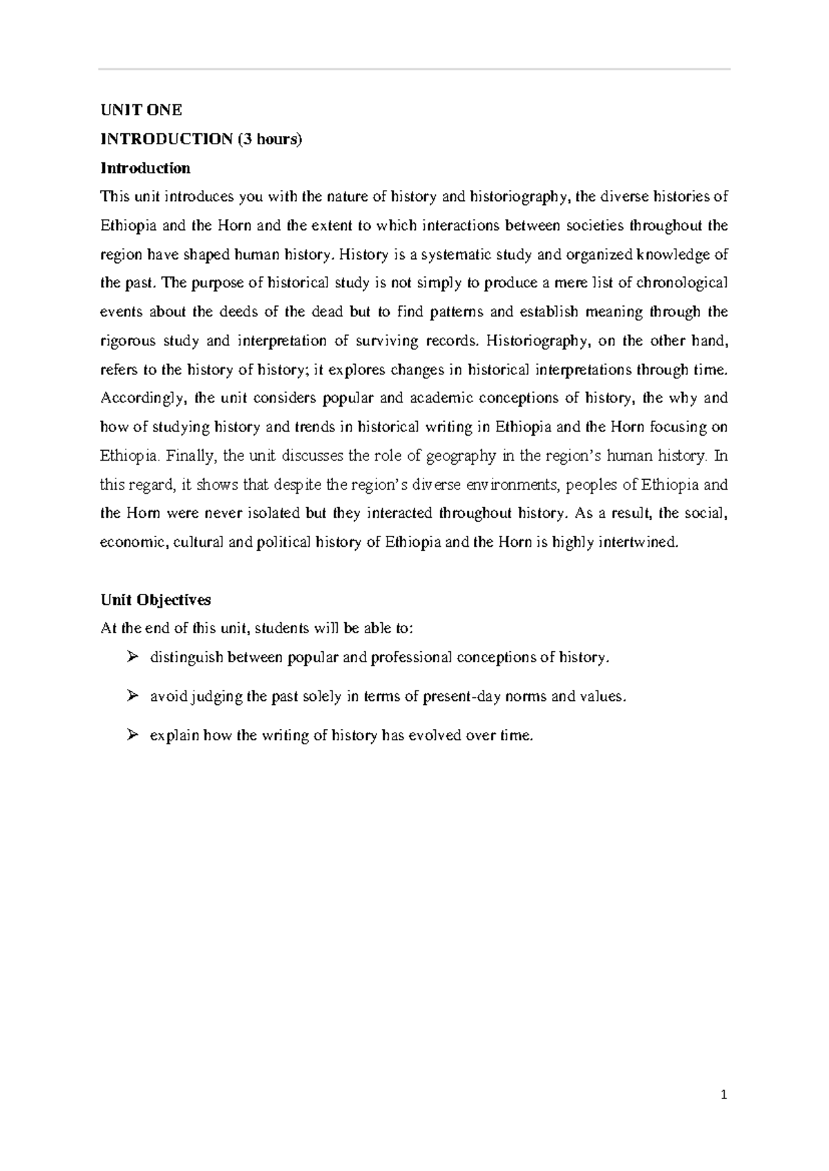 **HIST 101: Unit One - Introduction to History and Historiography ...