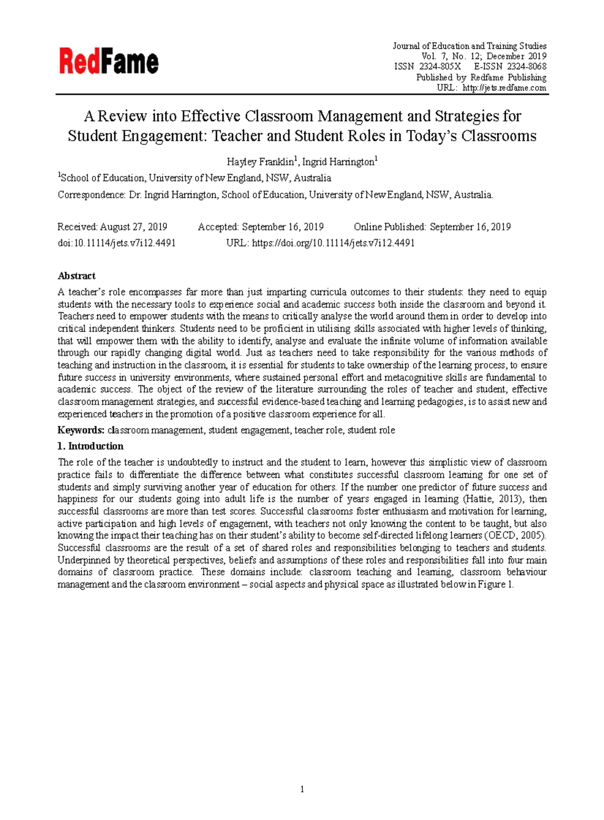 A Review of Effective Classroom Management Strategies for Student ...