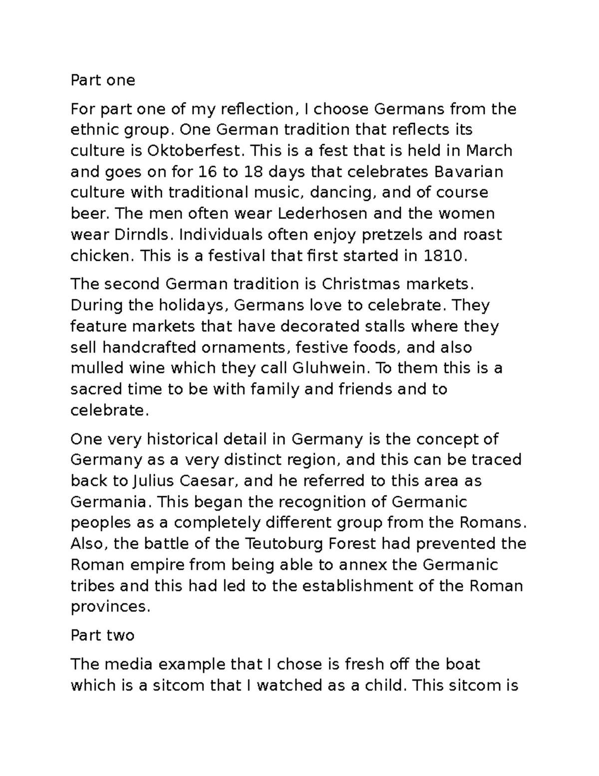 Wk 1 Project: Cultural Reflections on German Traditions and Media - Studocu