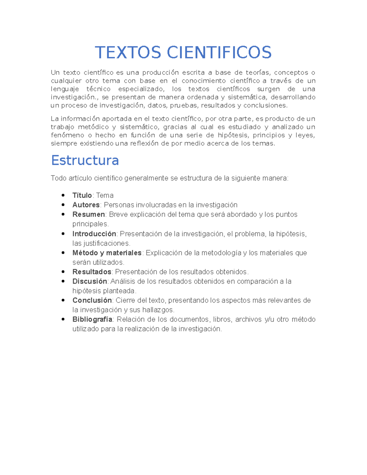 Textos Cientificos - TEXTOS CIENTIFICOS Un texto científico es una ...