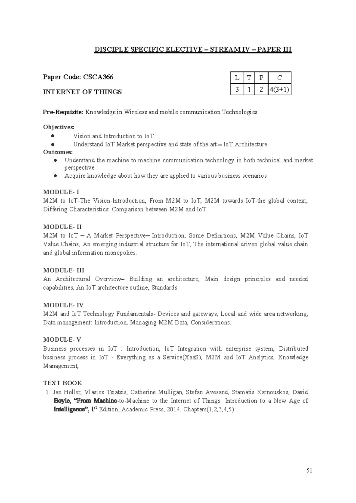 CSCA366: IoT Syllabus for Elective Stream IV - Key Concepts ...
