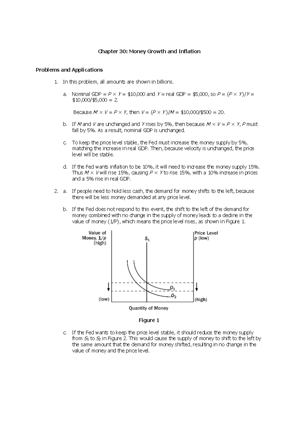 Chapter 30 Solutions - Money Growth, Inflation & Trade Surplus Analysis ...