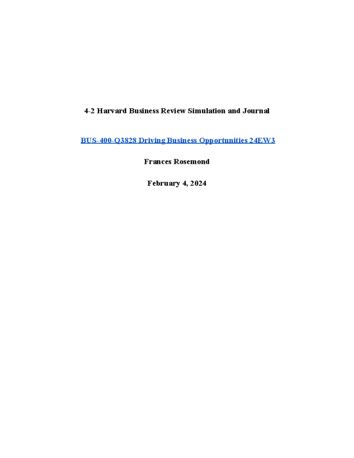 BUS-400-Q3828 HBR Simulation Insights on Diversity & Inclusion ...