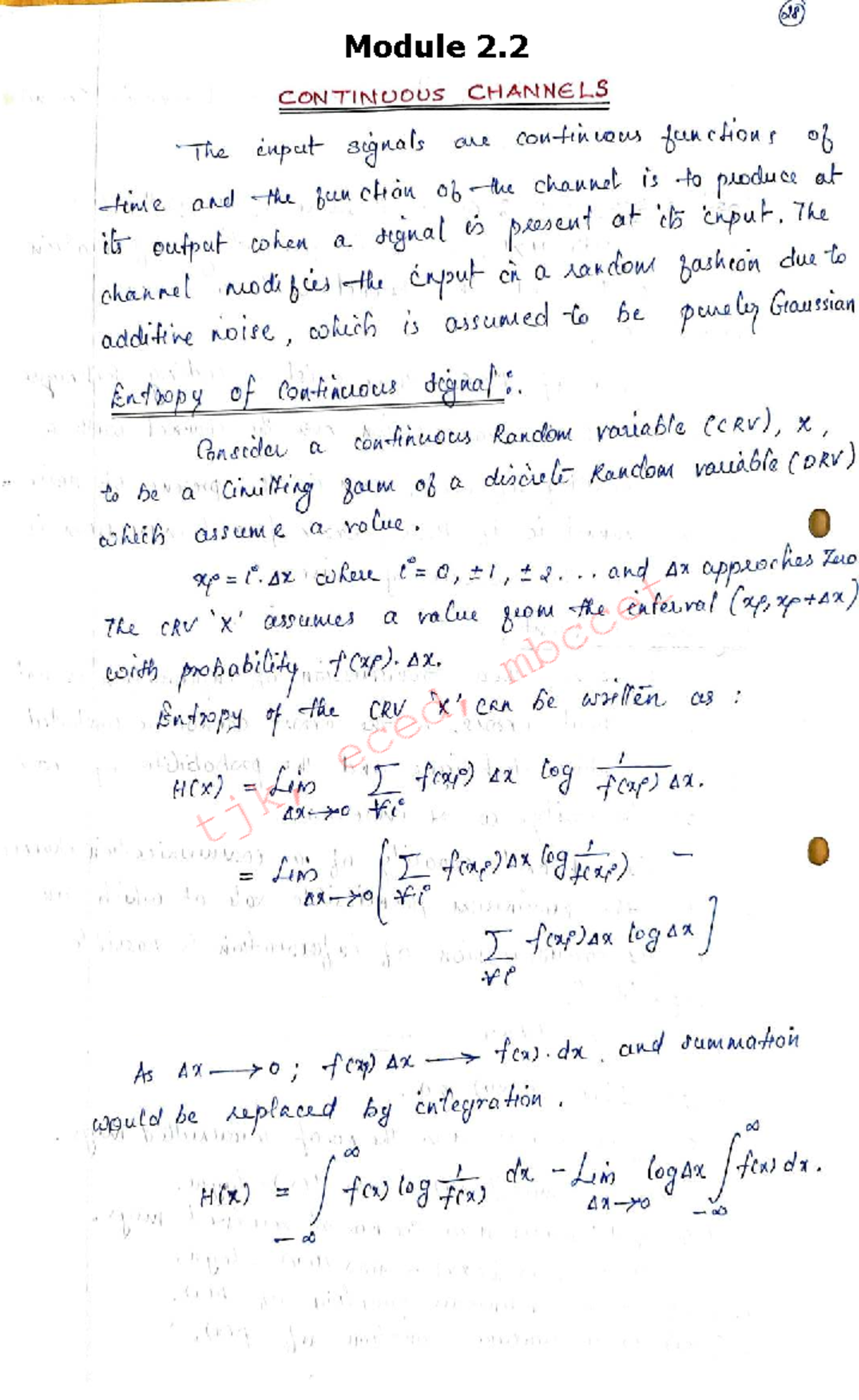 ITC Module 2 - Continuous Input Signals in Gaussian Channels Analysis ...