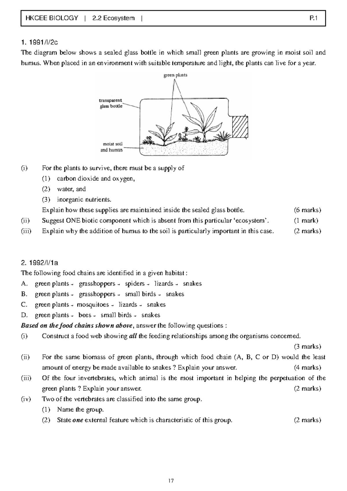 HKCEE BIOLOGY 2.2 Ecosystem Study Notes and Exam Prep - Studocu