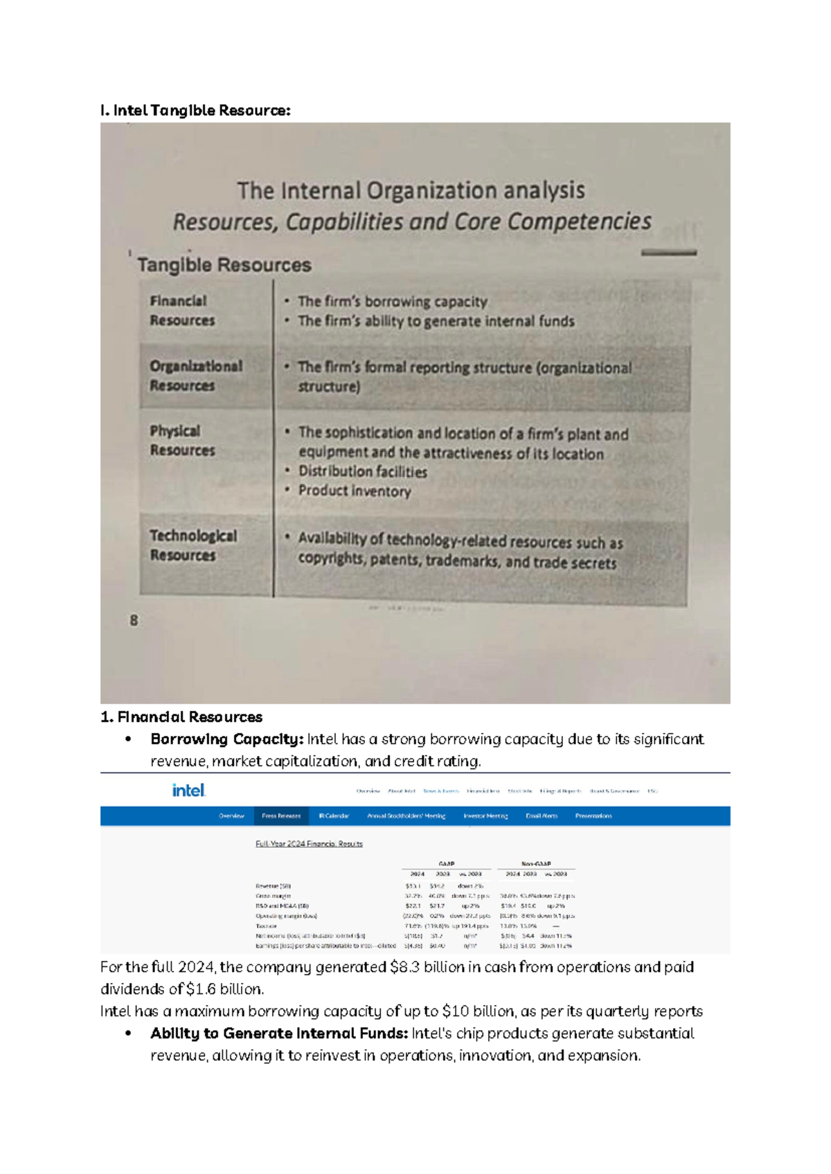 Intel capabilities analysis: Financial, organizational, and ...
