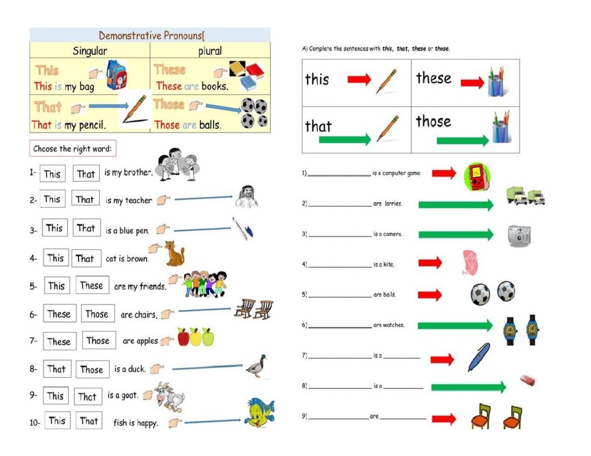 Demonstrative Pronouns: This, That, These, Those Exercises - Studocu
