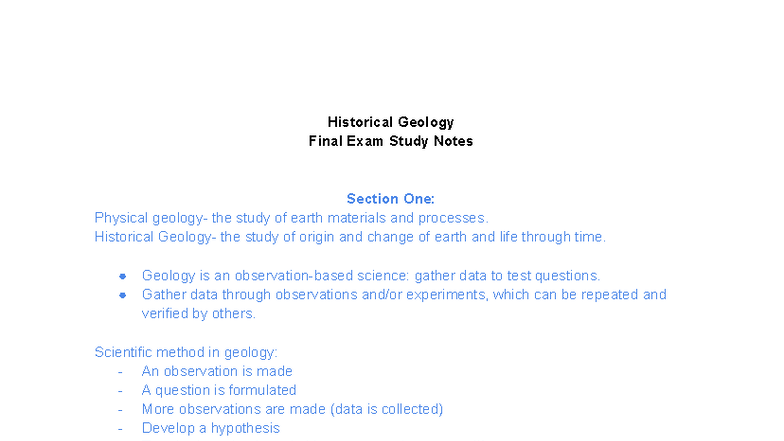Geology 101: Final Exam Study Notes on Historical Geology Principles ...