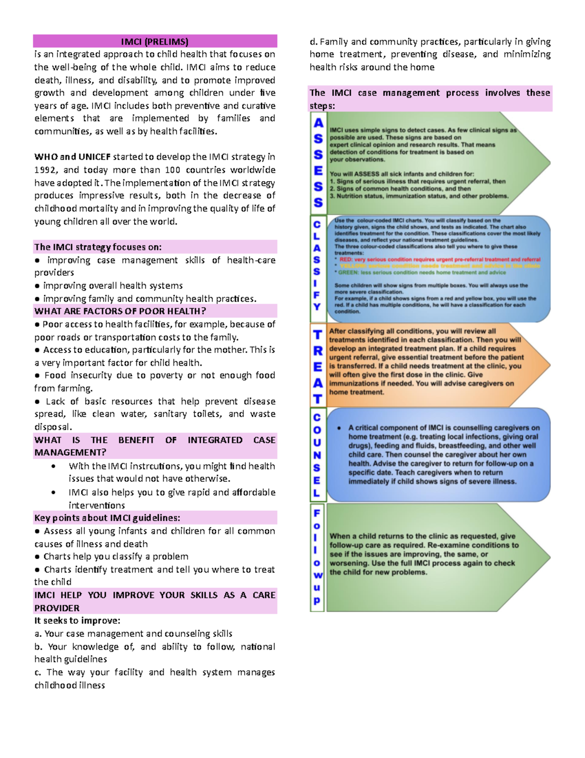 IMCI Prelims Reviewer: Integrated Child Health Strategies and Practices ...