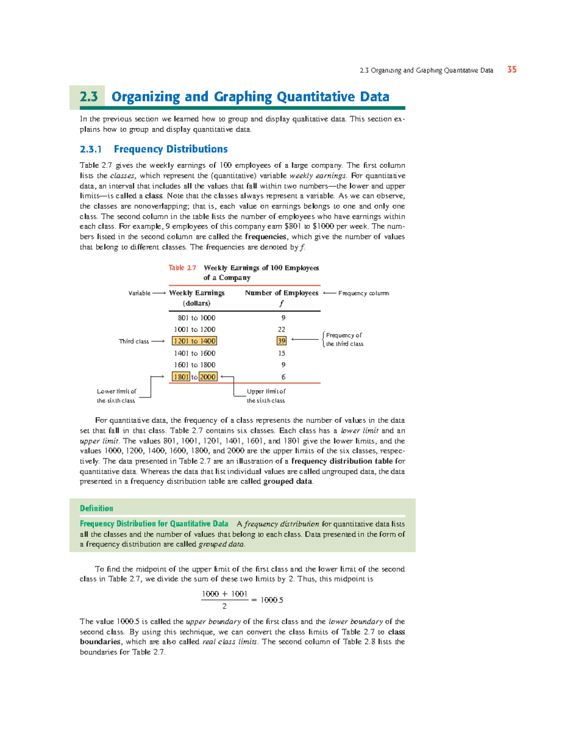 Introductory Statistics 7th Ed: Organizing & Graphing Quantitative Data ...