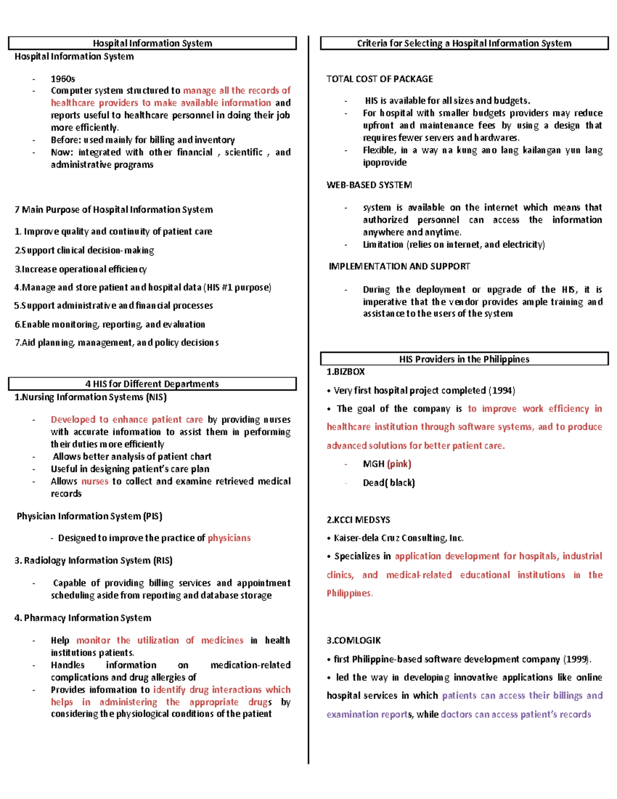 Hospital Information System (HIS) Overview and Key Functions - Studocu