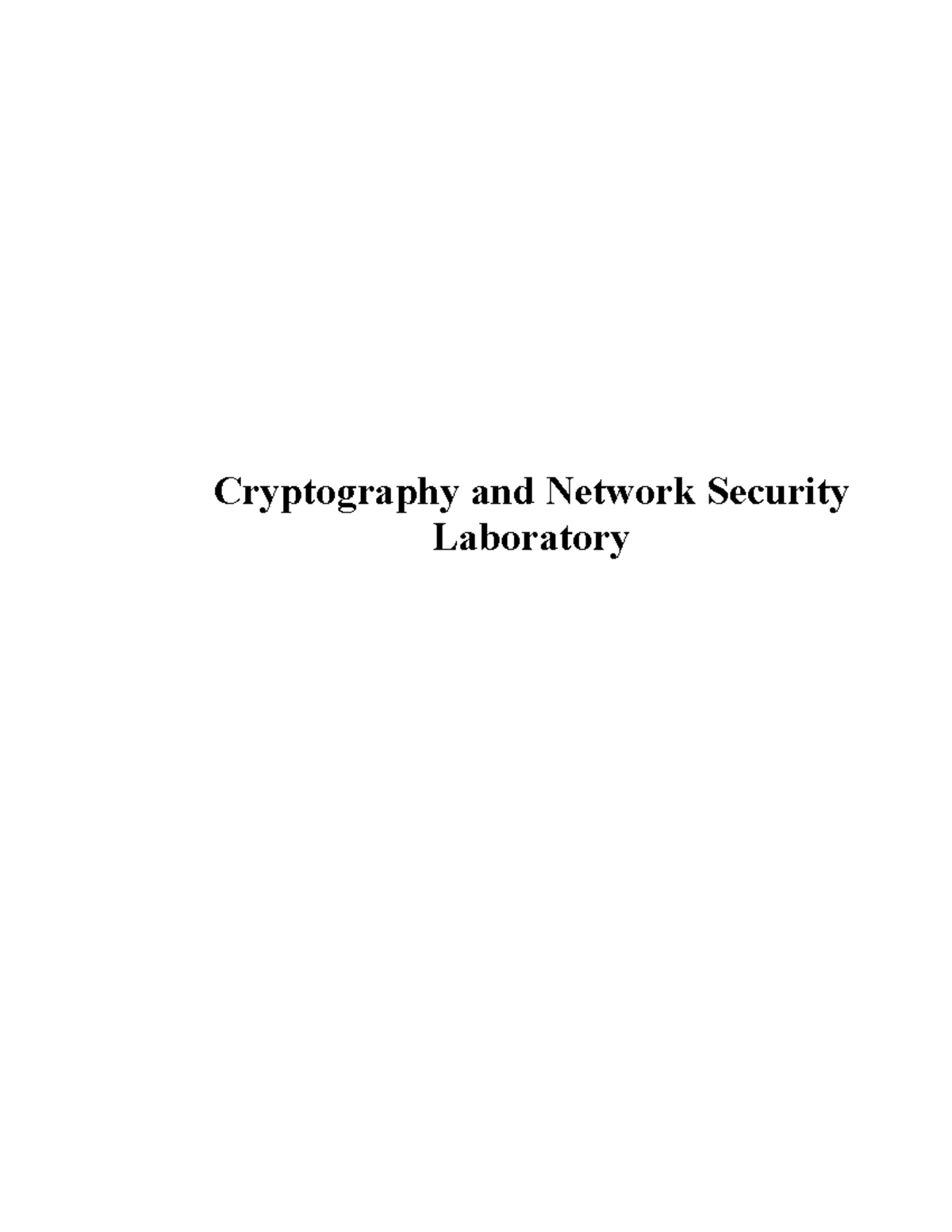 CNS Lab: Cryptography & Network Security Programming Exercises - Studocu