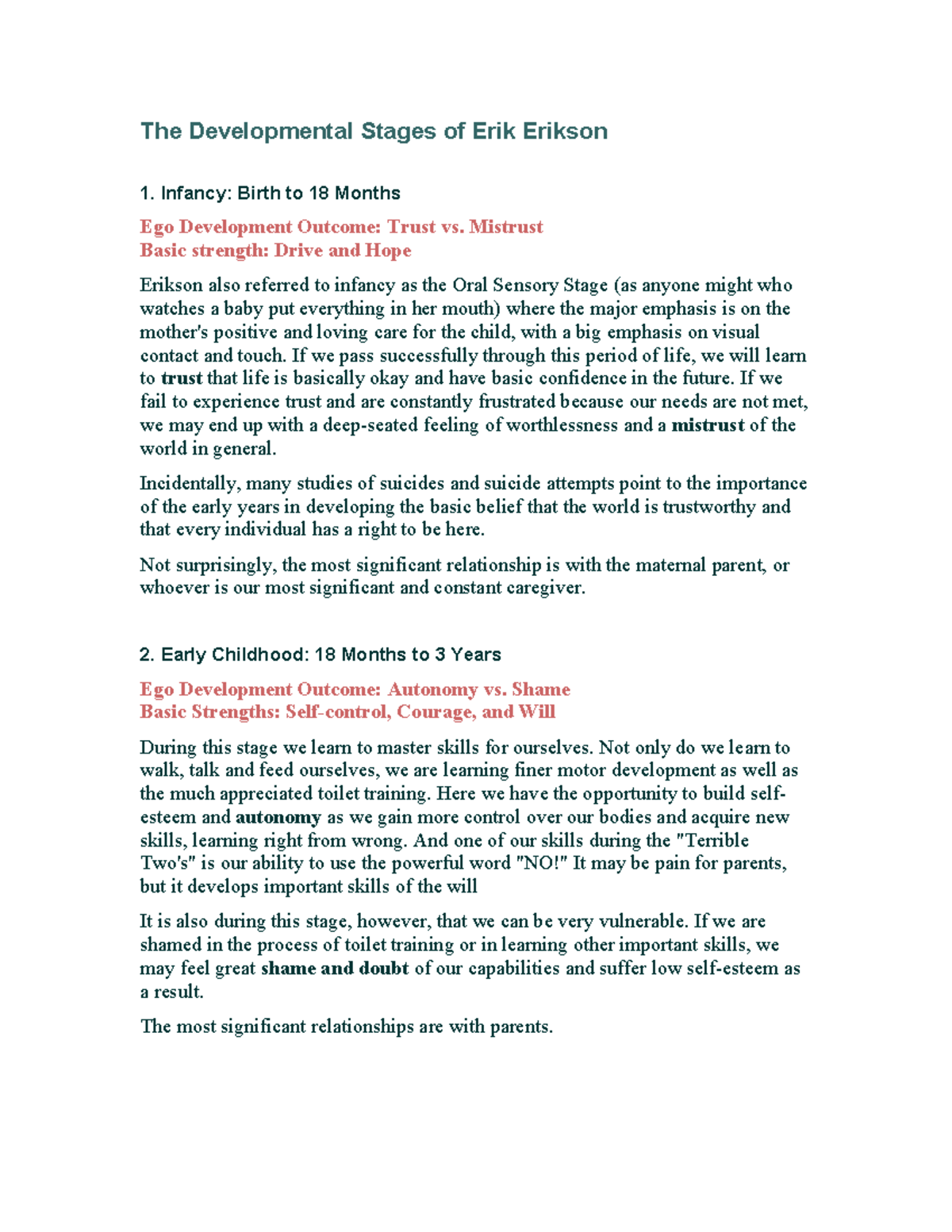 Erikson's Developmental Stages: A Comprehensive Overview - Studocu