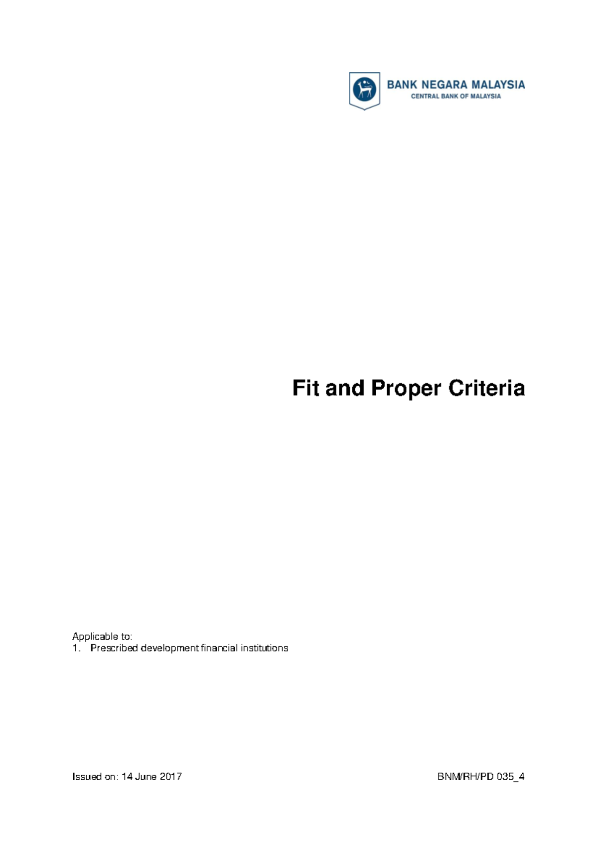 Fit and Proper Criteria for Development Financial Institutions - Studocu