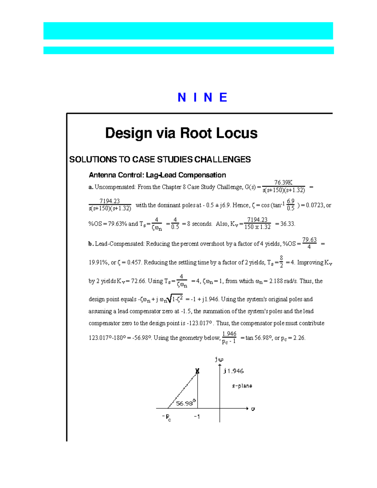 Chapter 09 Control Solutions: Design via Root Locus Analysis - Studocu