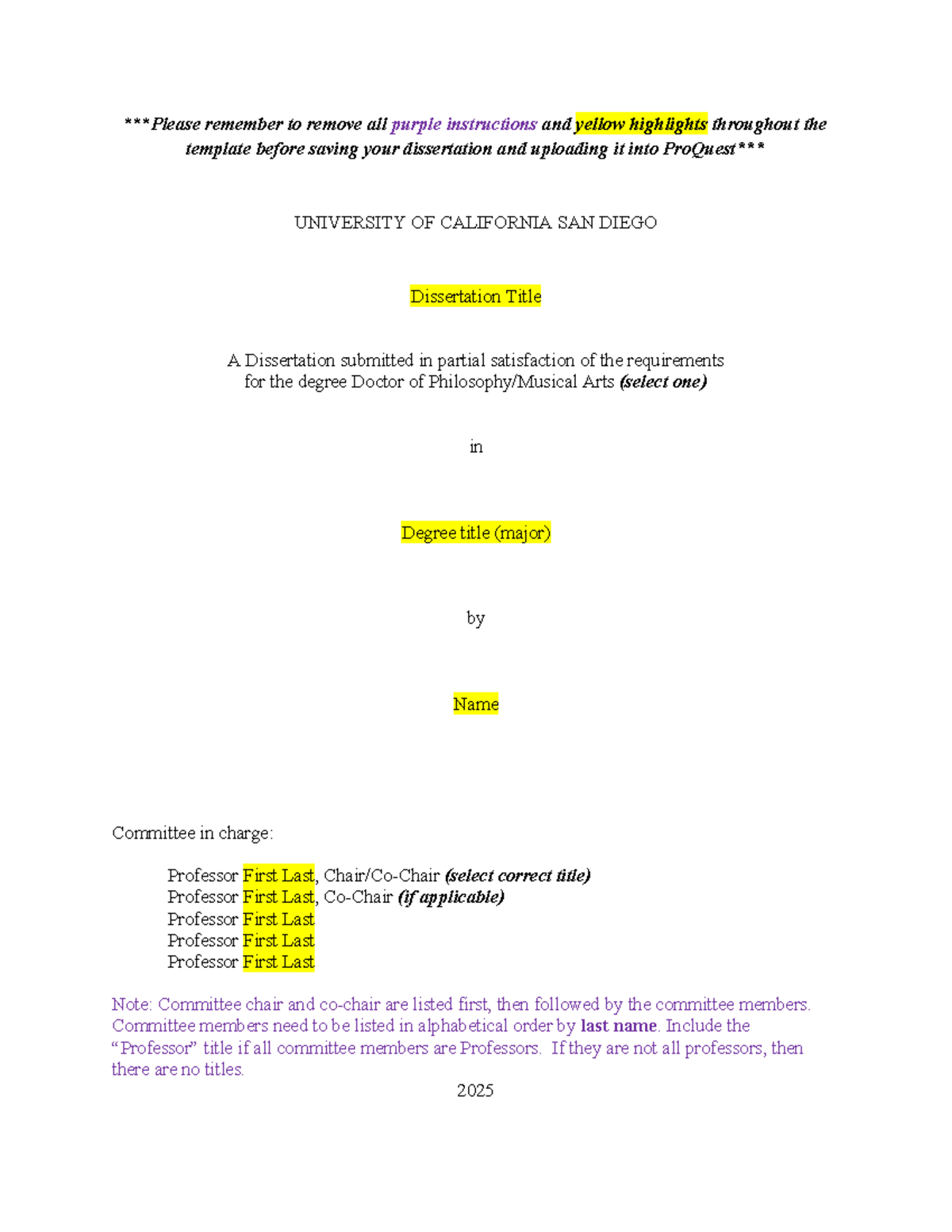 Dissertation Template for Doctor of Arts (D.A.) - UC San Diego - Studocu