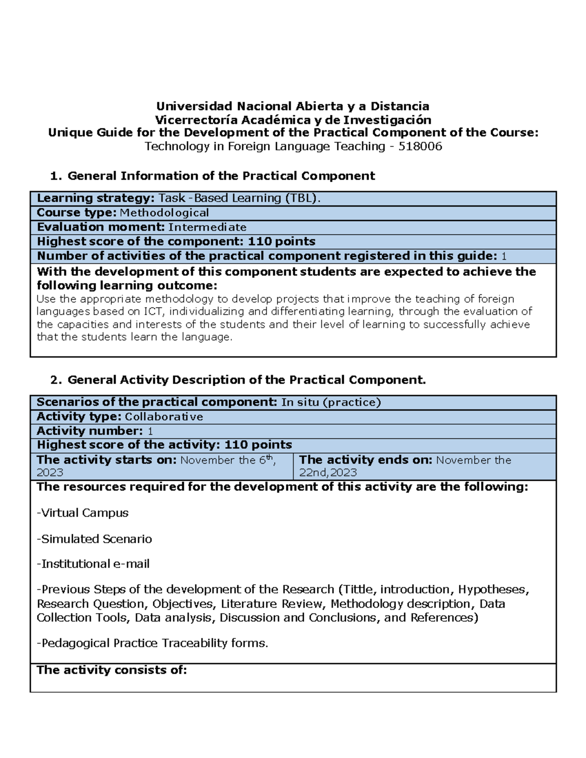 Practice development guide and evaluation rubric - Unit 3 - Task 4 ...