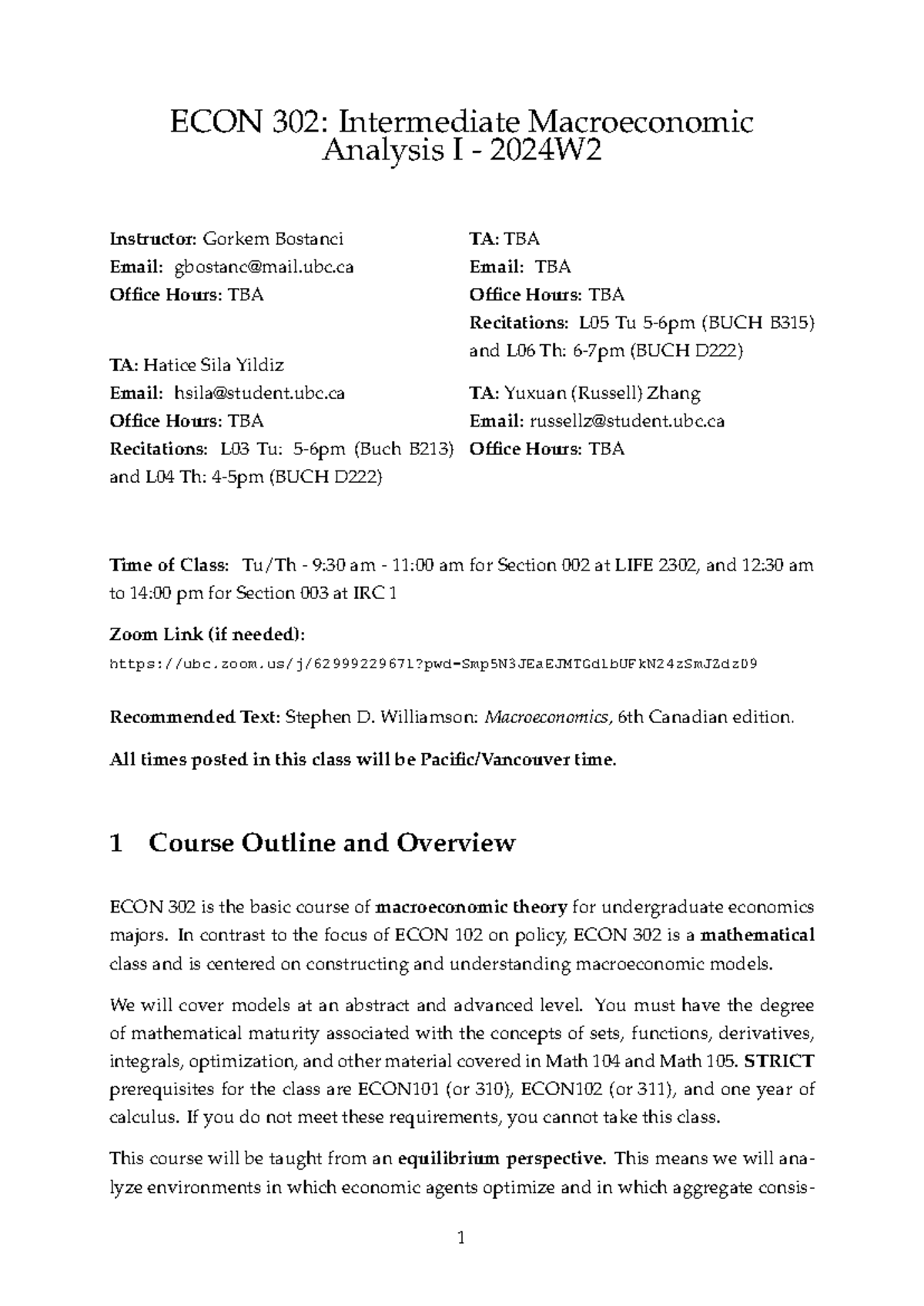ECON302 Syllabus & Course Outline for Intermediate Macroeconomics 2024 ...