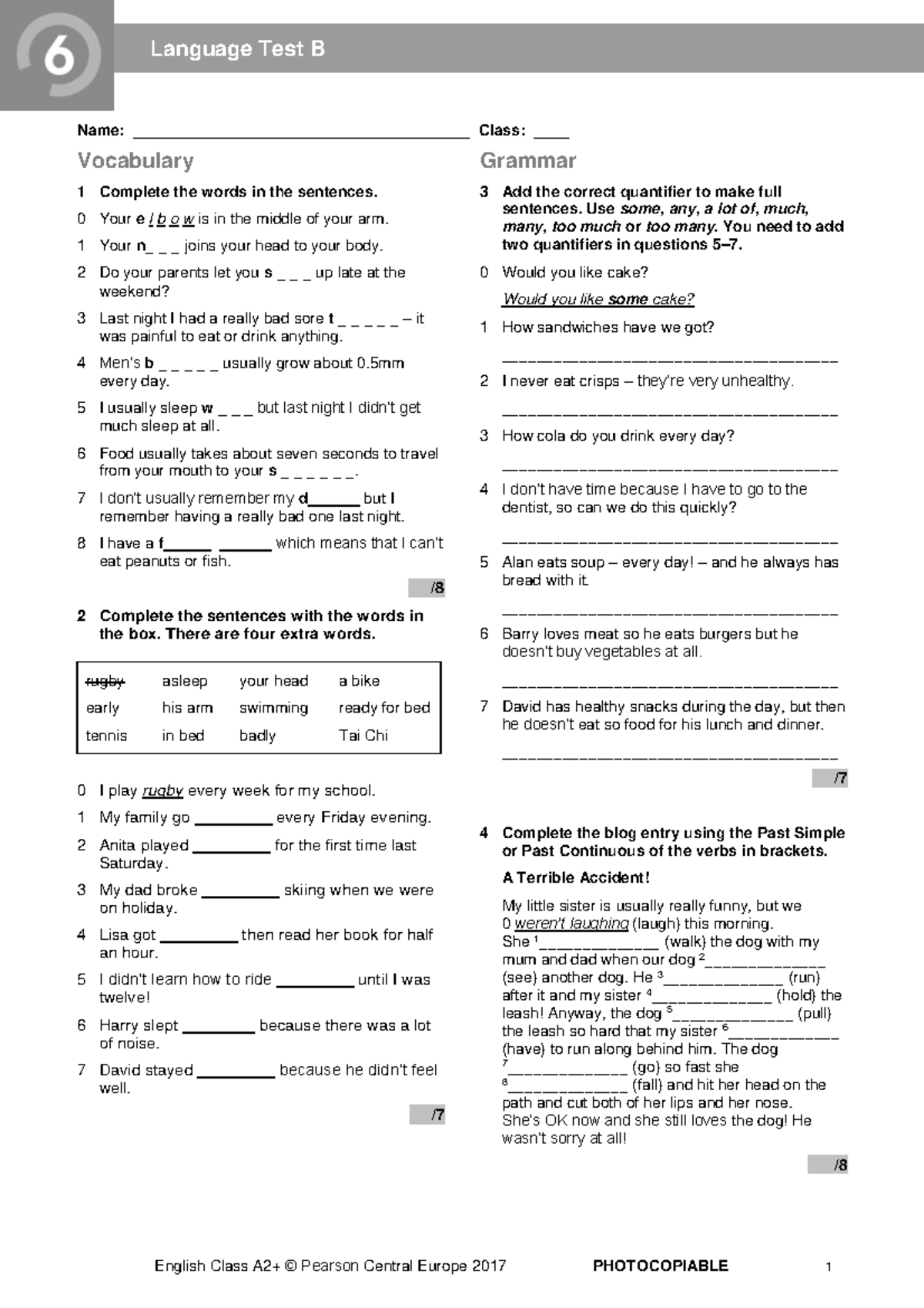 ECA2+ Language Test B: Vocabulary, Grammar, Speaking Exercises - Studocu