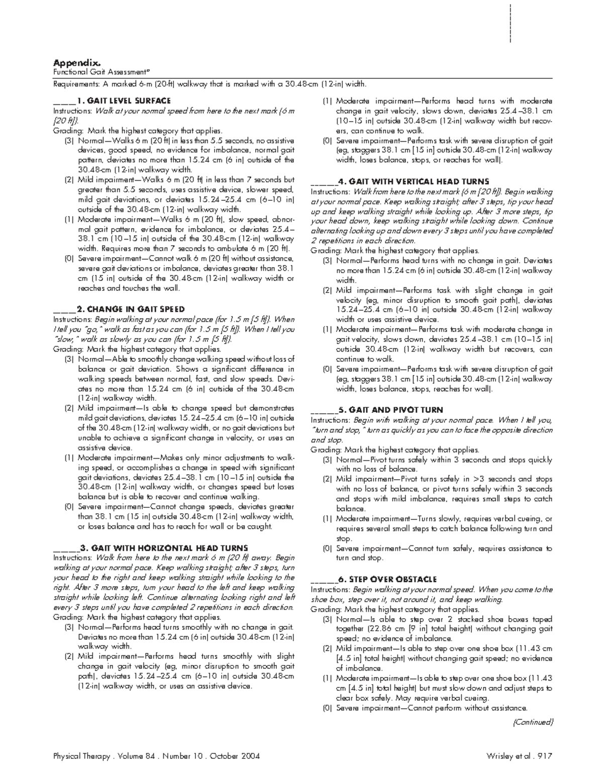 FGA Scoresheet for Gerontology: Functional Gait Assessment - Studocu