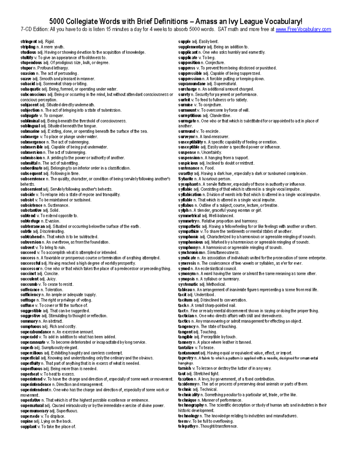 Vocabulary - Math Formulas for SAT Prep (Course Code: 17) - Studocu