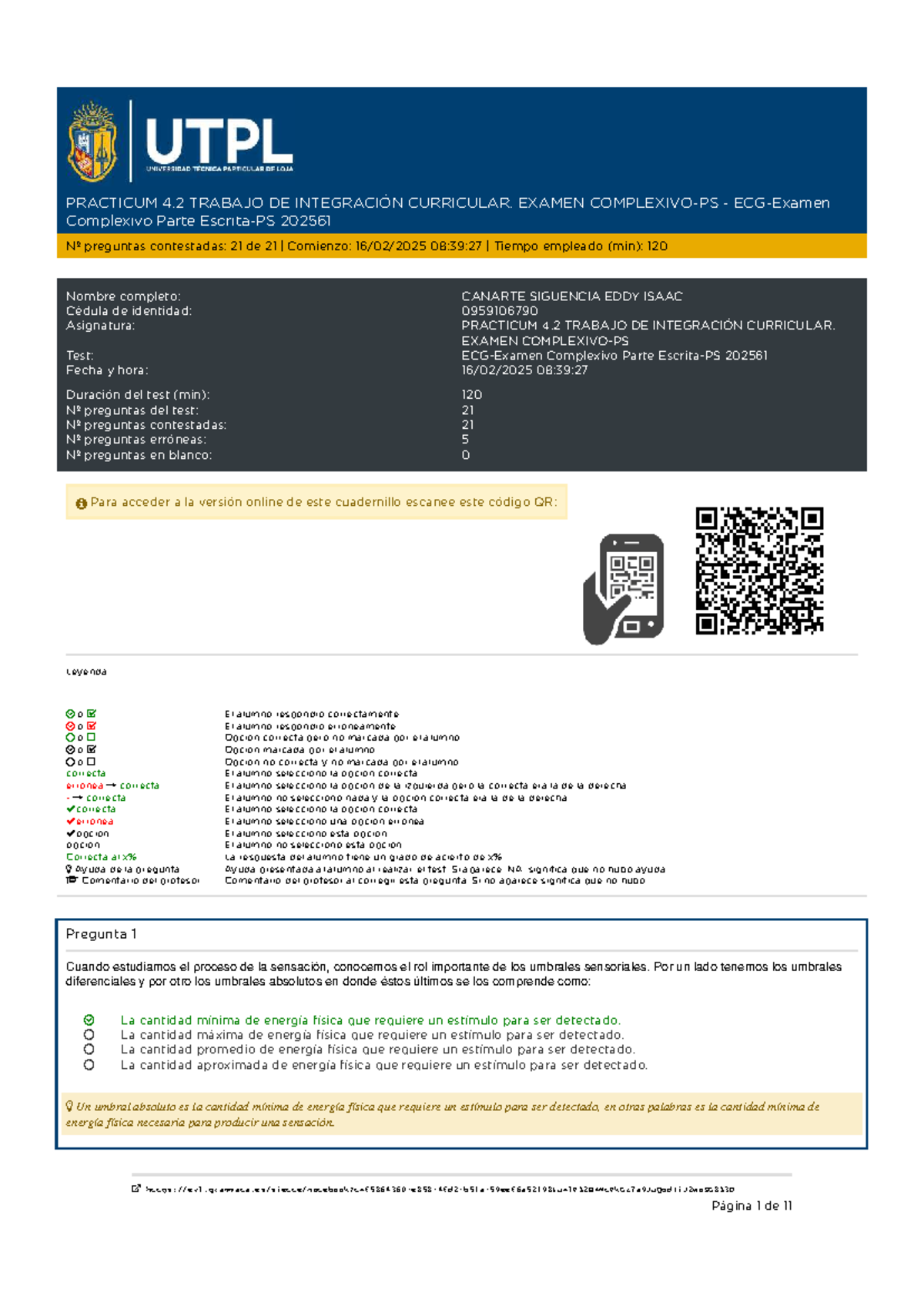 PREGUNTAS 4.2 UTPL: EXAMEN COMPLEXIVO Y CASOS DE PSICOLOGÍA - Document Preview