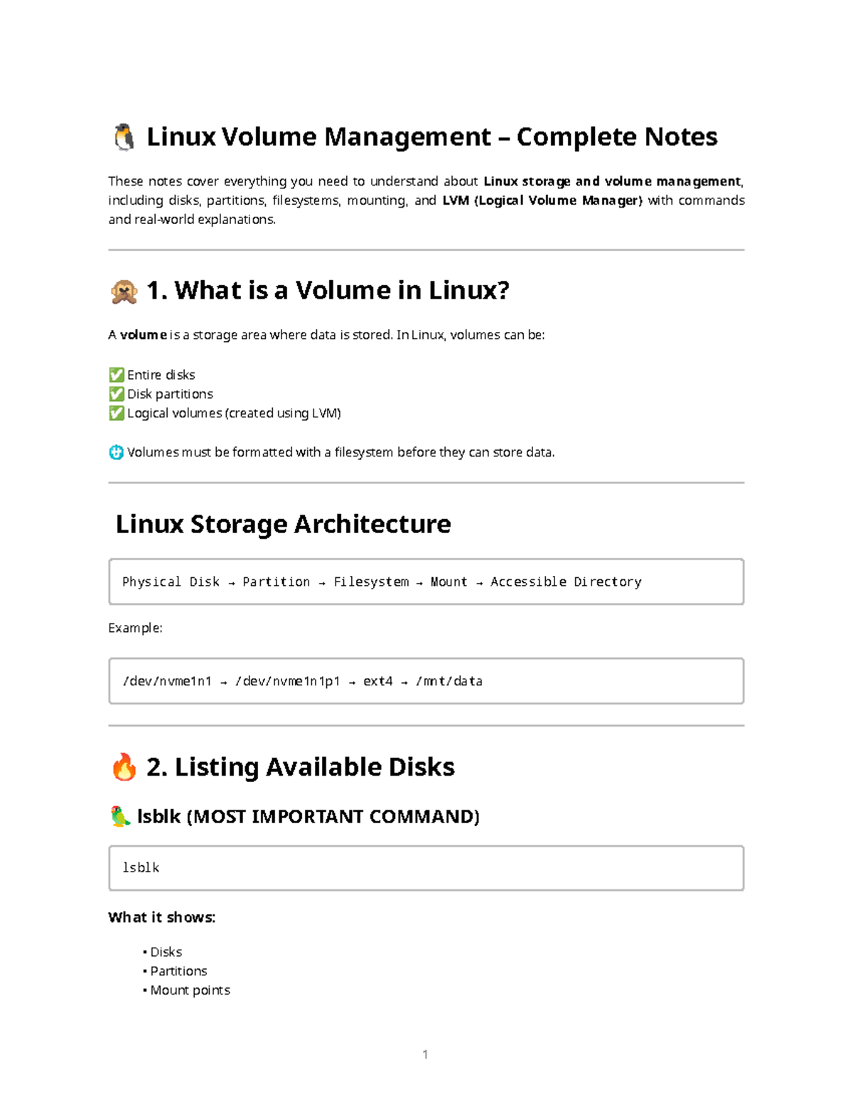 Linux Volume Management: Comprehensive Notes for DevOps - Studocu