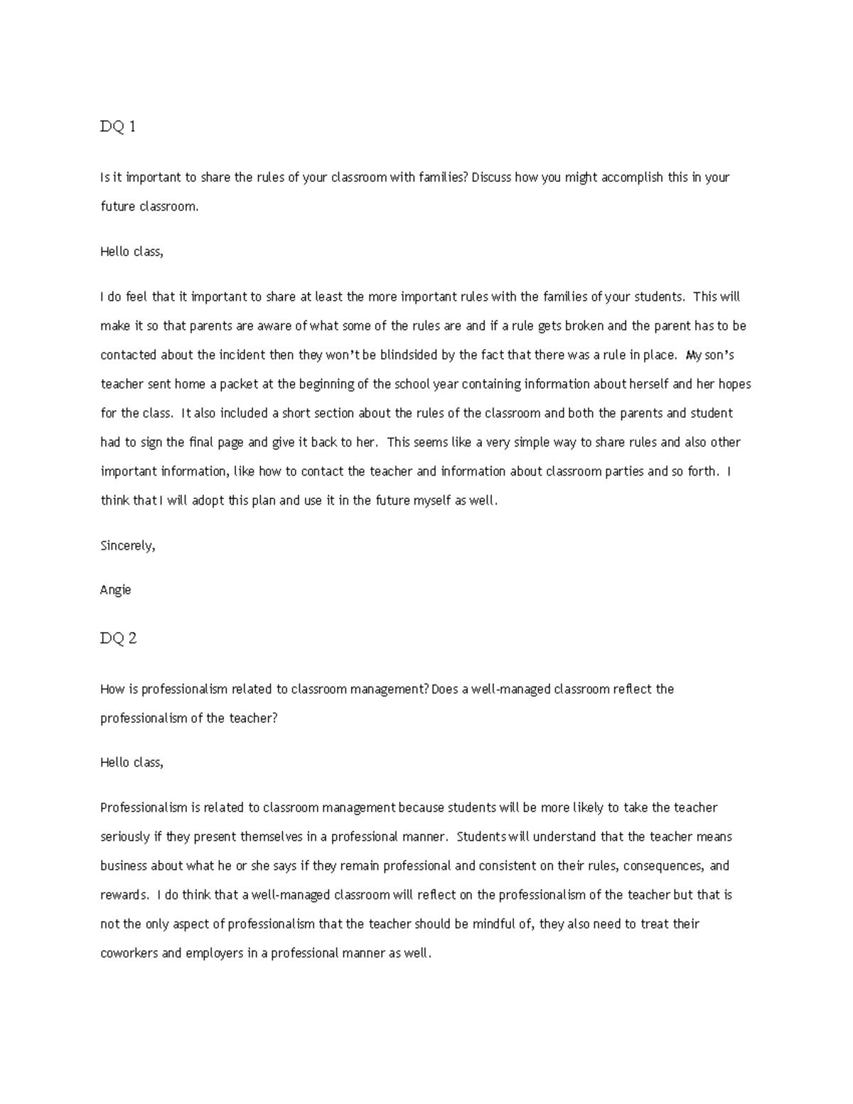 EDU 101 Week 6 Forum Discussion Questions DQ 1 & DQ 2 Responses - Studocu