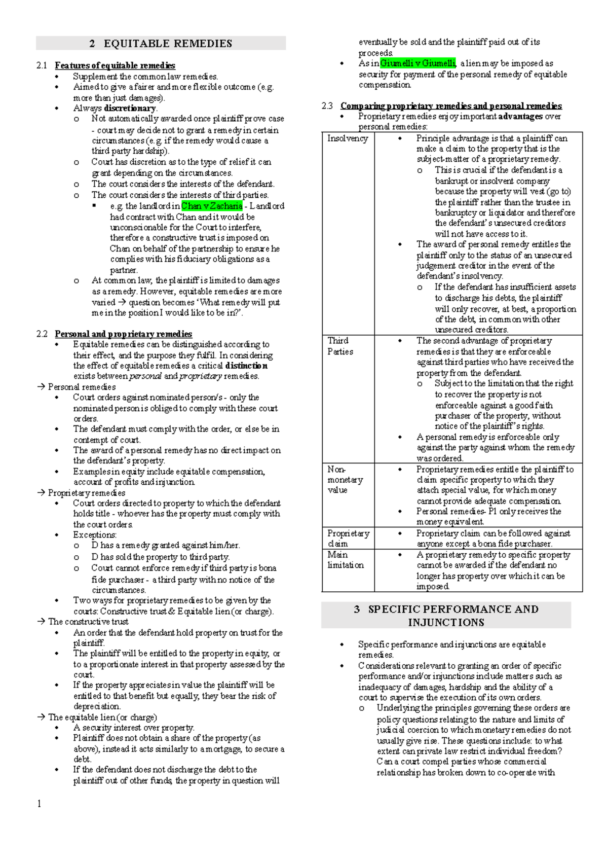 Case Law Summary: Understanding Equitable Remedies and Obligations ...