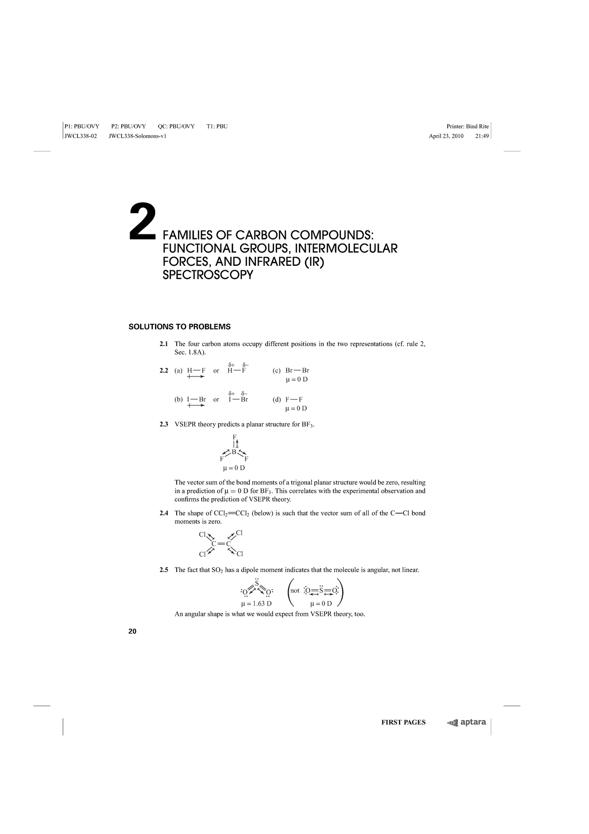 Ch02 Solutions to Organic Chemistry Problems (JWCL338) - Studocu