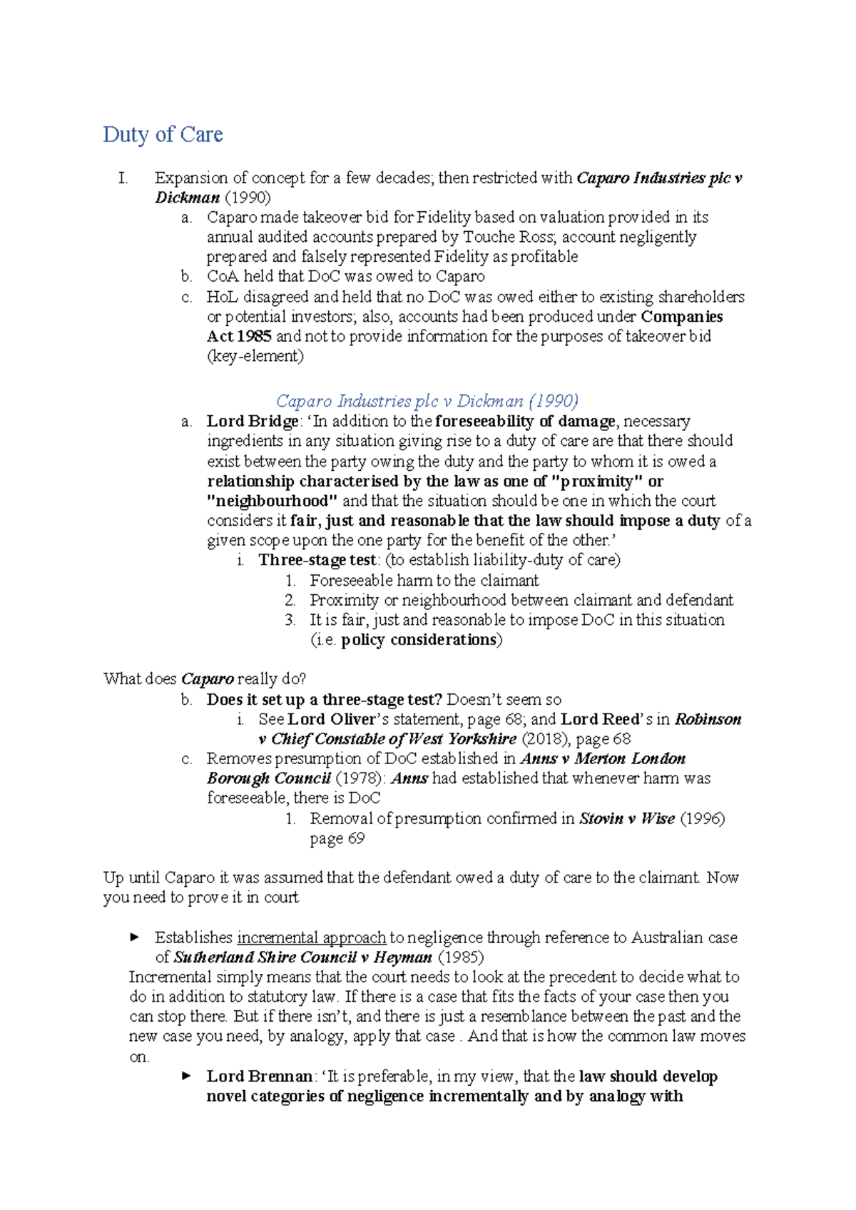 Duty of Care in Negligence Law: Key Cases & Concepts Explained - Studocu