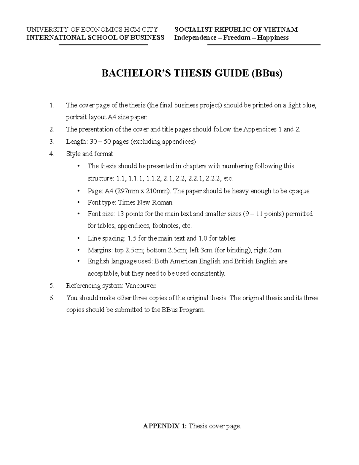 Bachelor's Thesis Cover Guide for BBus Program - Studocu