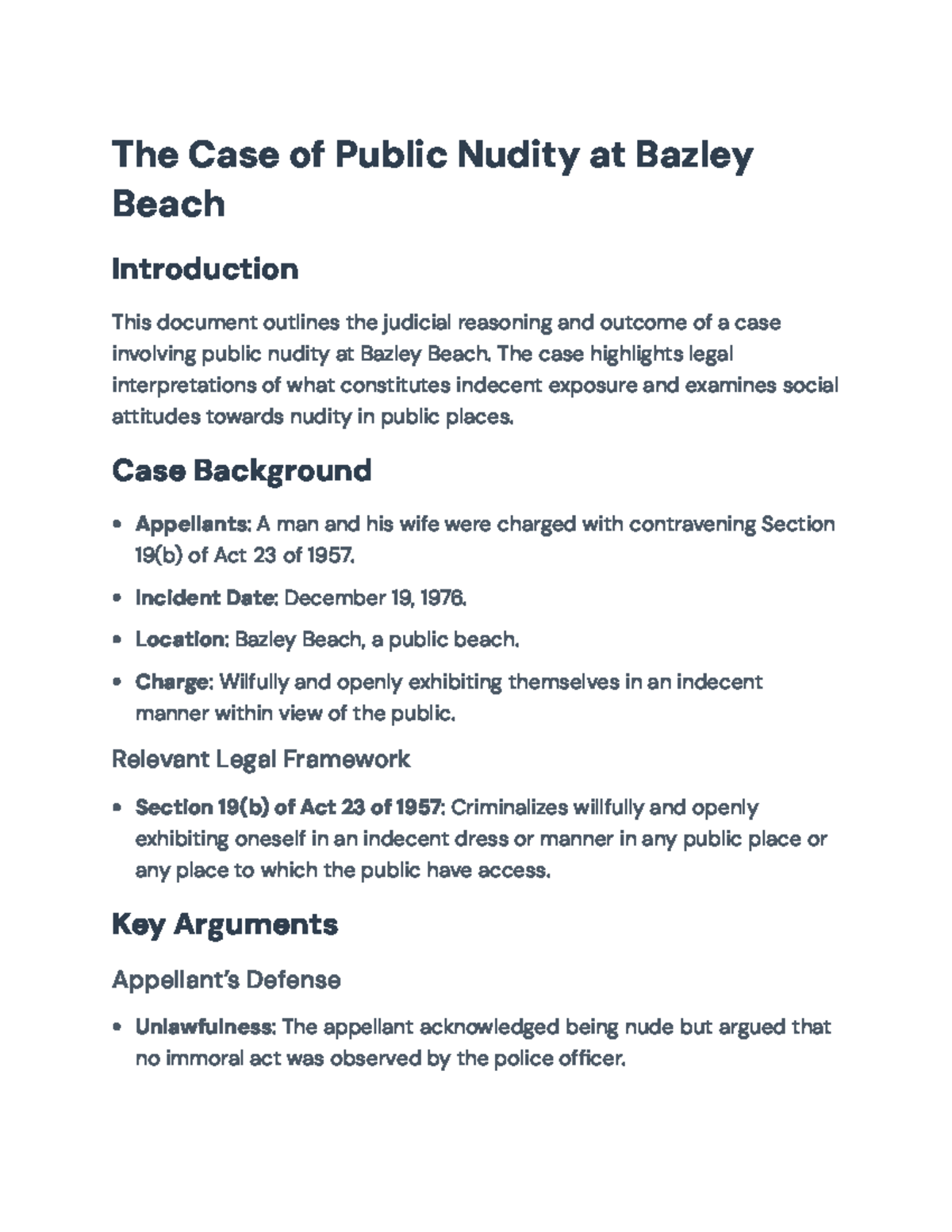 The Case of Public Nudity at Bazley Beach: Legal Analysis & Judgment ...